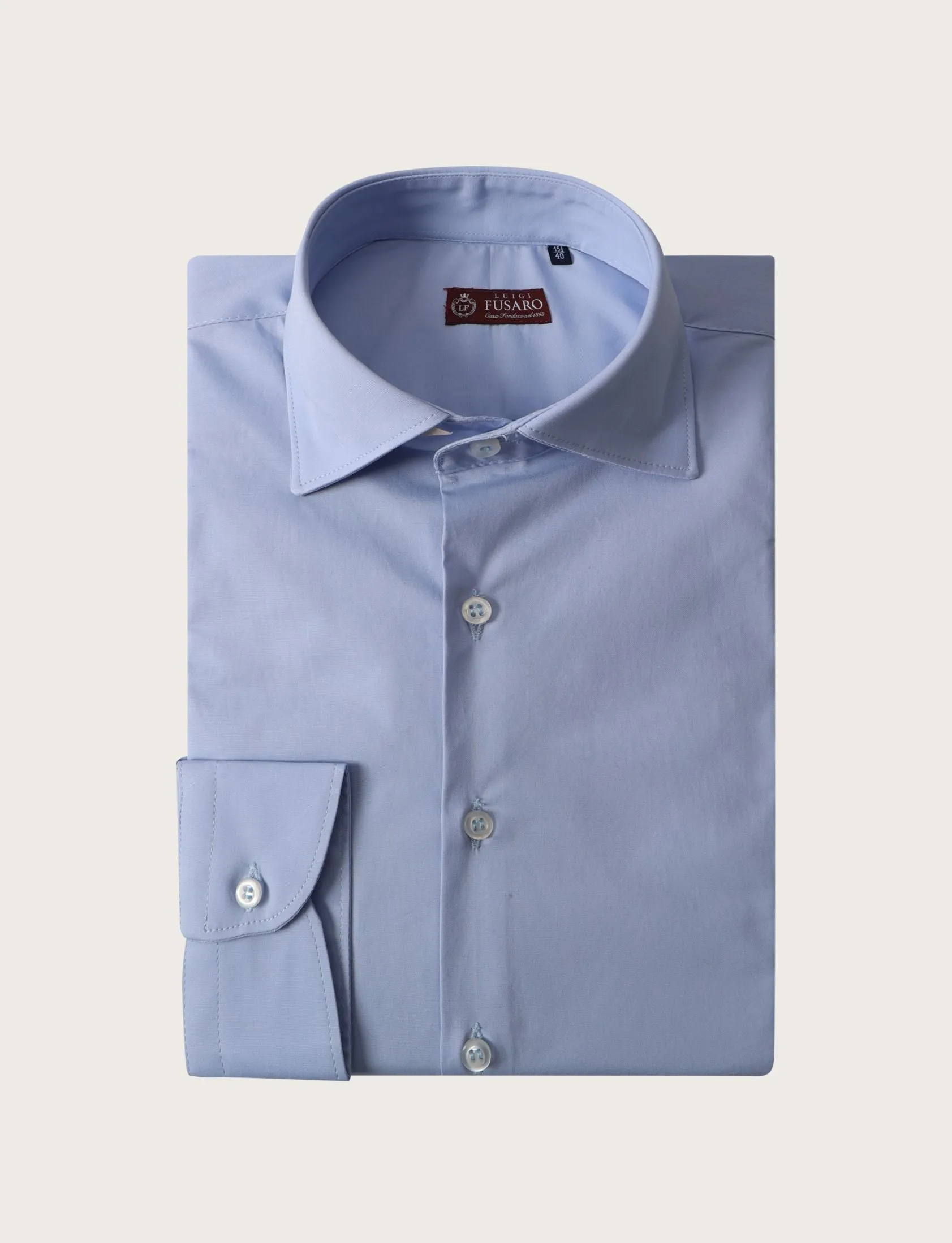 Camicia tinta unita in cotone slim