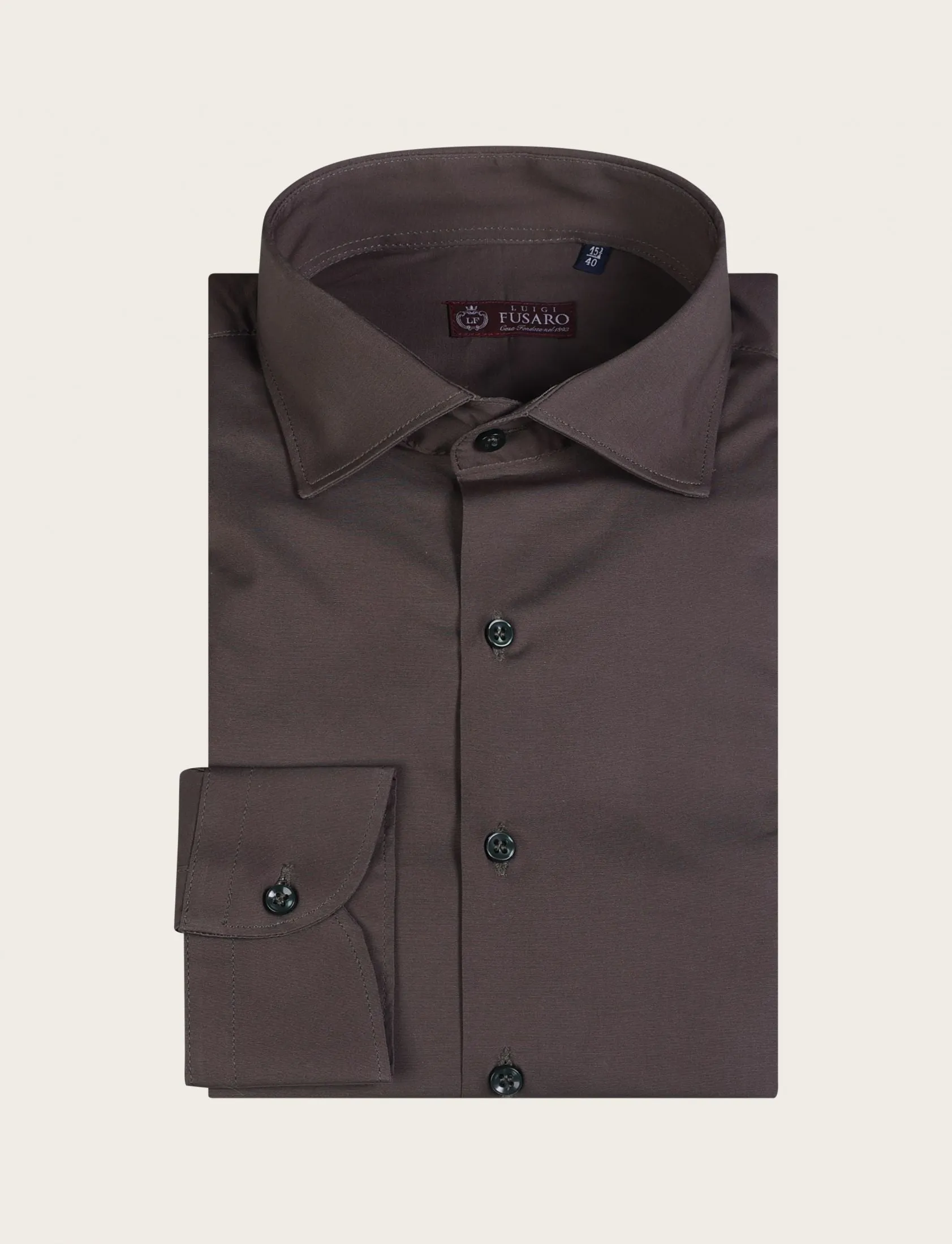 Camicia tinta unita in cotone slim