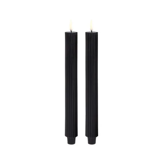 Candela a Cono LED Grooved 2-pack 3,2x25,5 cm Plain Nero/Smooth - Uyuni Lighting | Acquista online