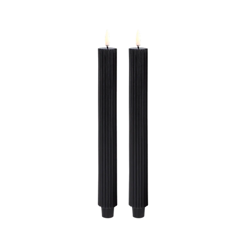 Candela a Cono LED Grooved 2-pack 3,2x25,5 cm Plain Nero/Smooth - Uyuni Lighting | Acquista online