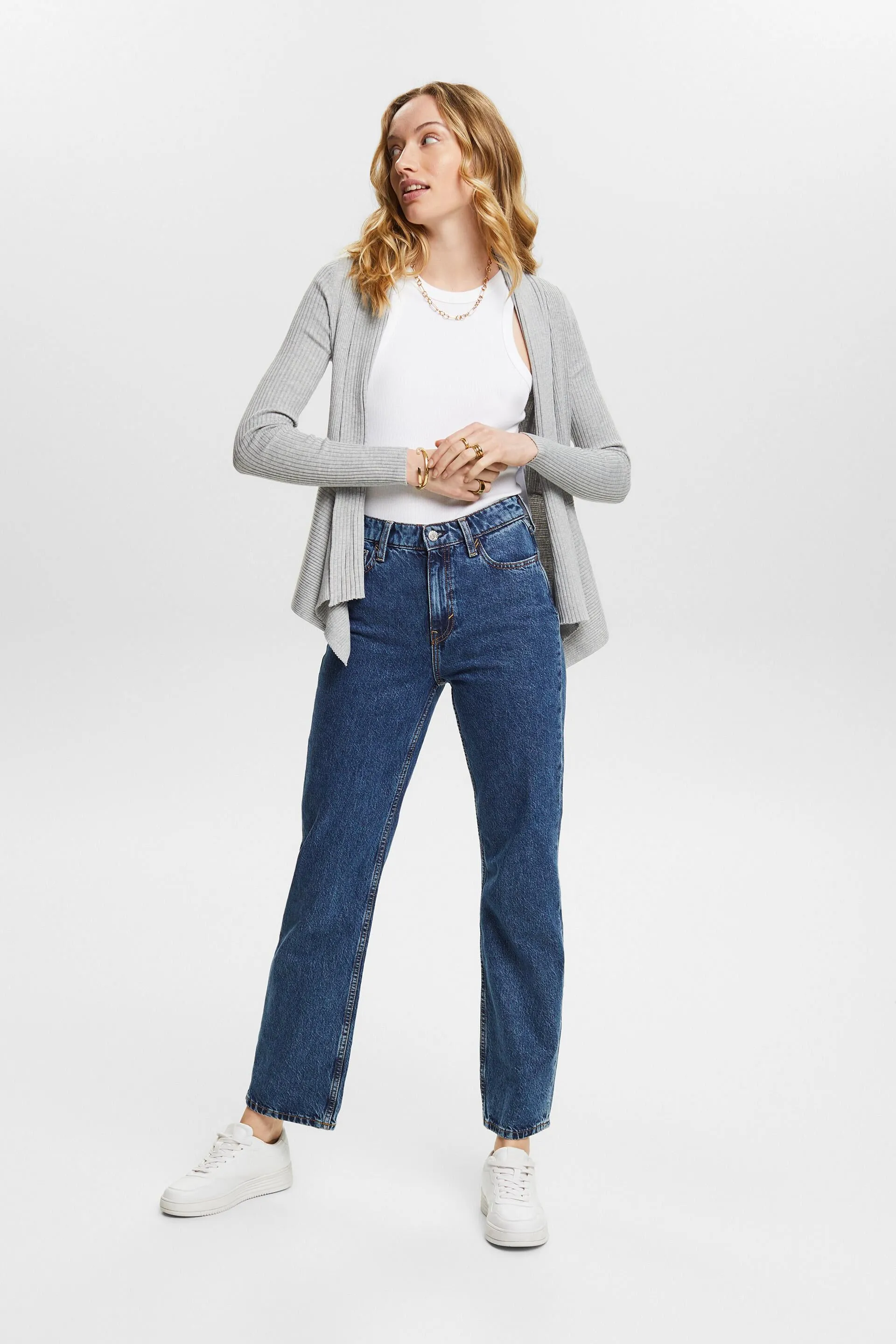 Cardigan a coste con orlo a fazzoletto