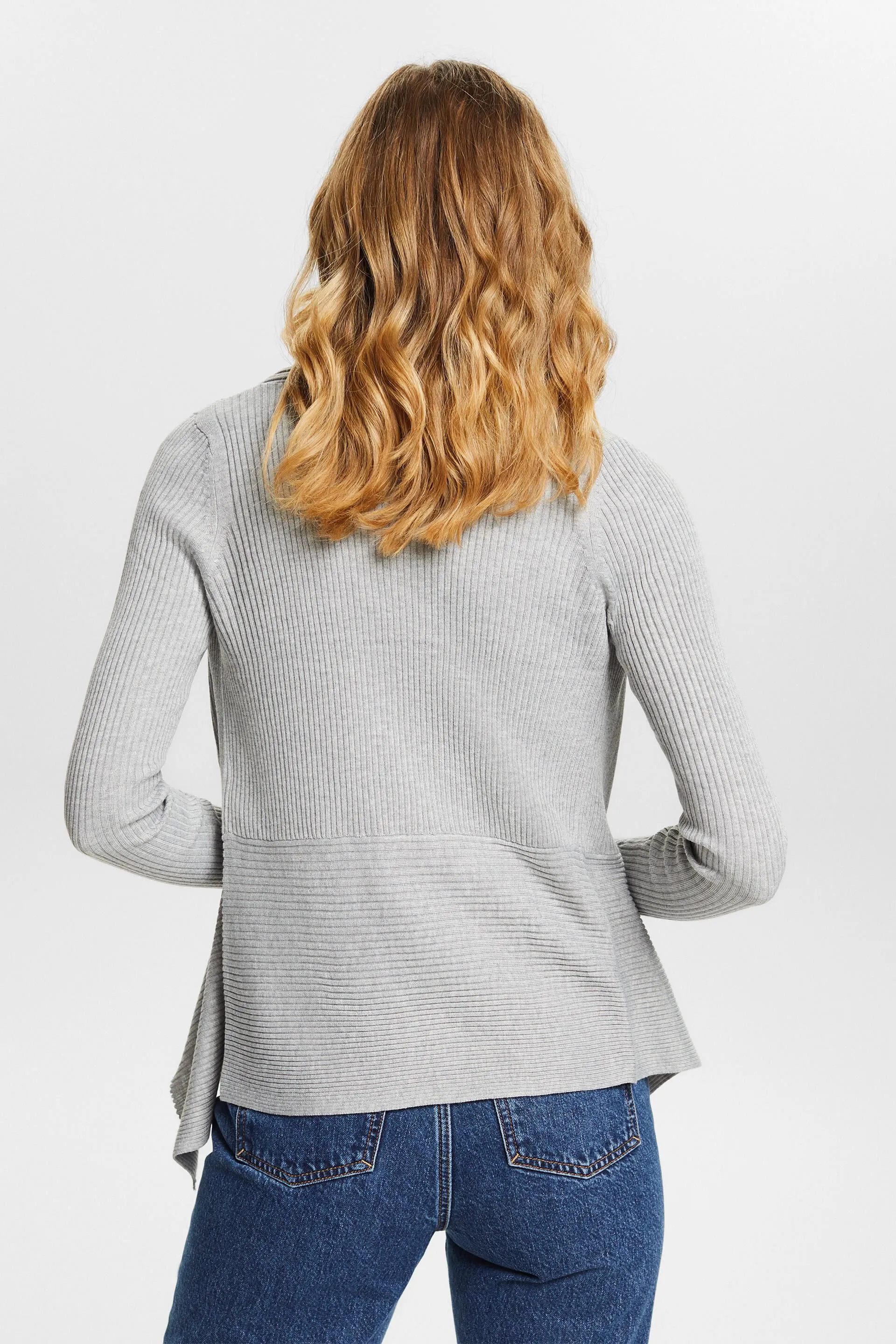 Cardigan a coste con orlo a fazzoletto