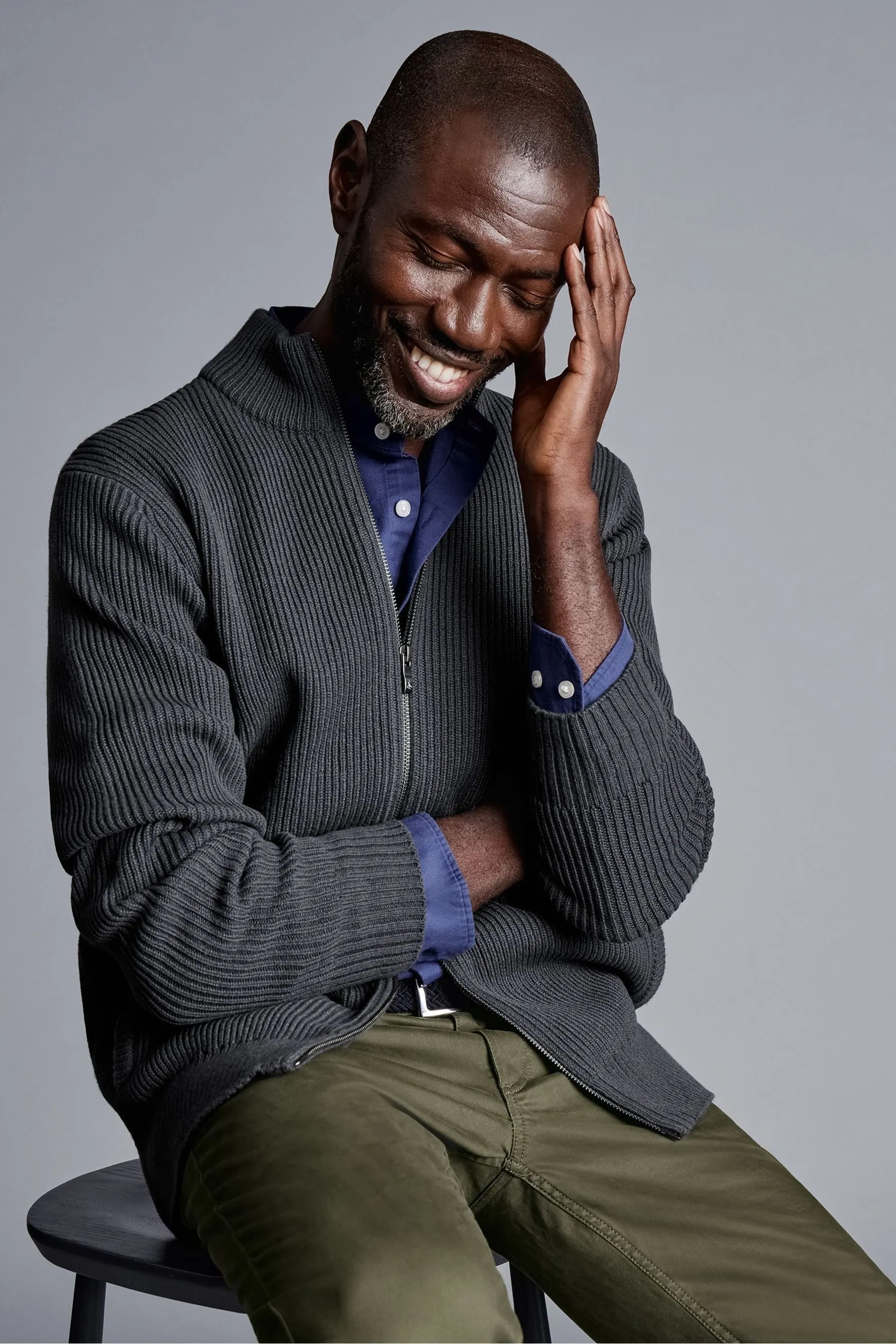 Cardigan Charles Tyrwhitt spesso a coste con zip Collo a imbuto