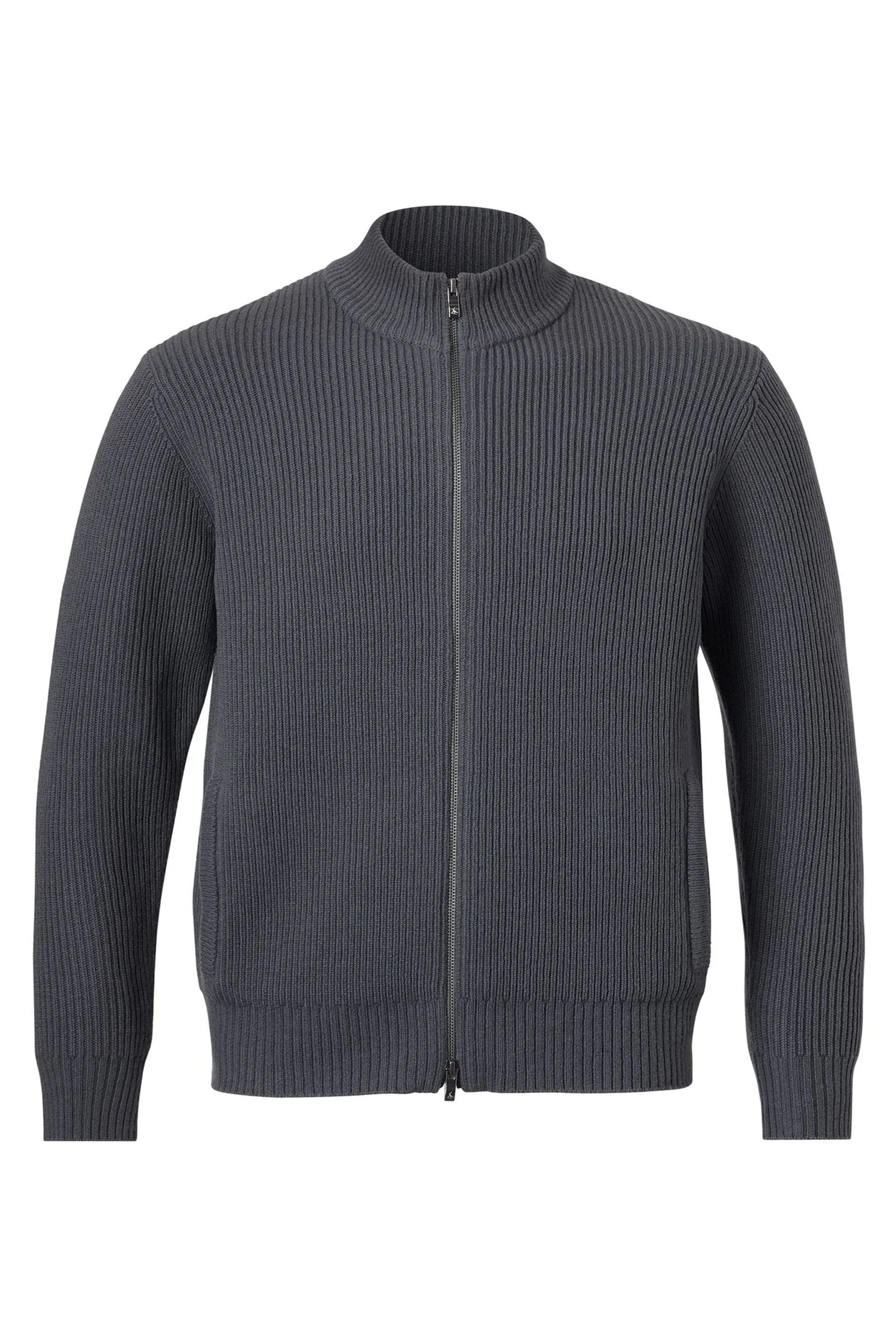 Cardigan Charles Tyrwhitt spesso a coste con zip Collo a imbuto