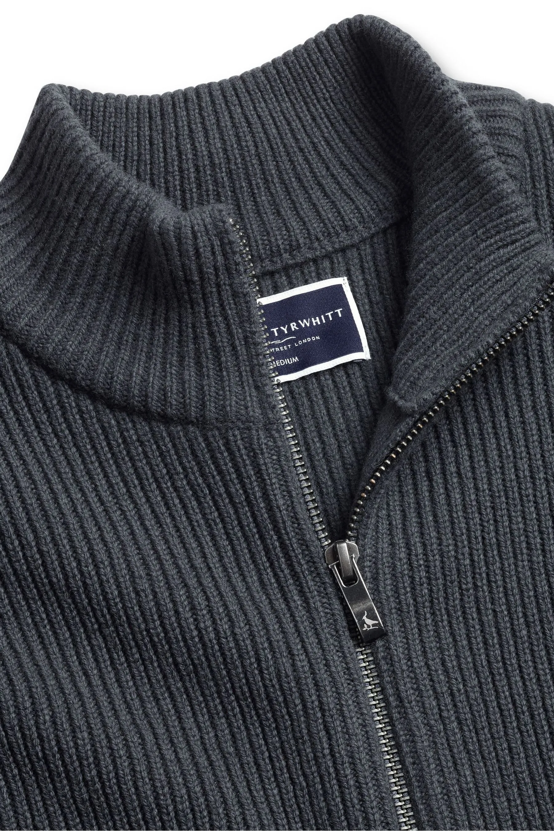 Cardigan Charles Tyrwhitt spesso a coste con zip Collo a imbuto