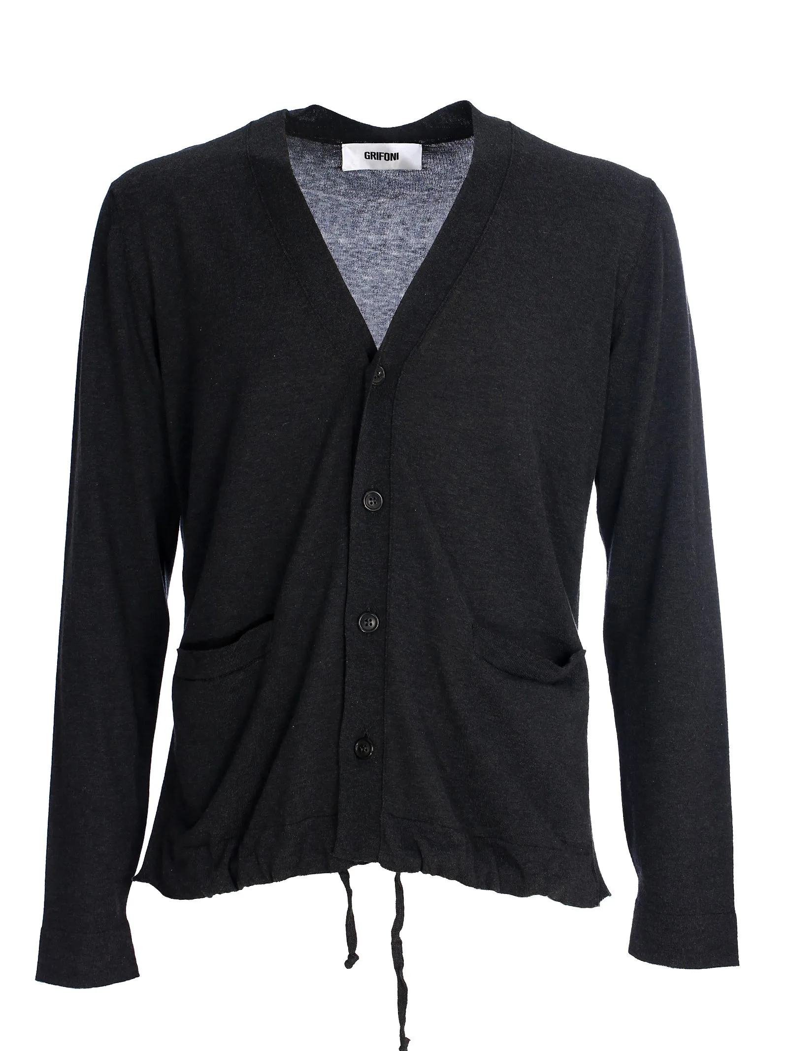 CARDIGAN GRIGIO IN COTONE CON COULISSE