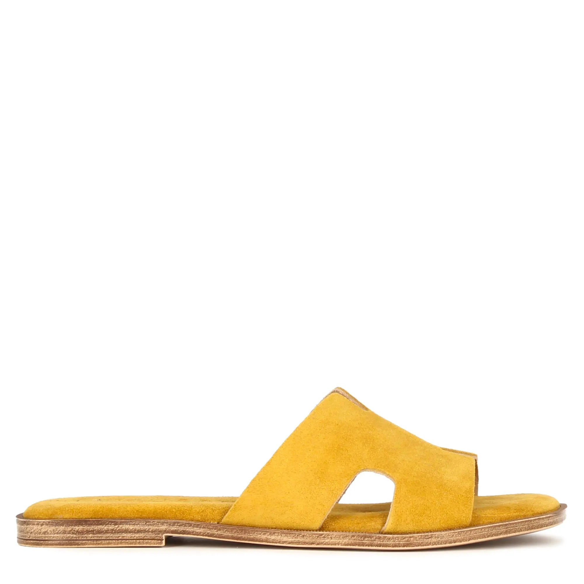 Ciabattine da donna in pelle scamosciata colore giallo