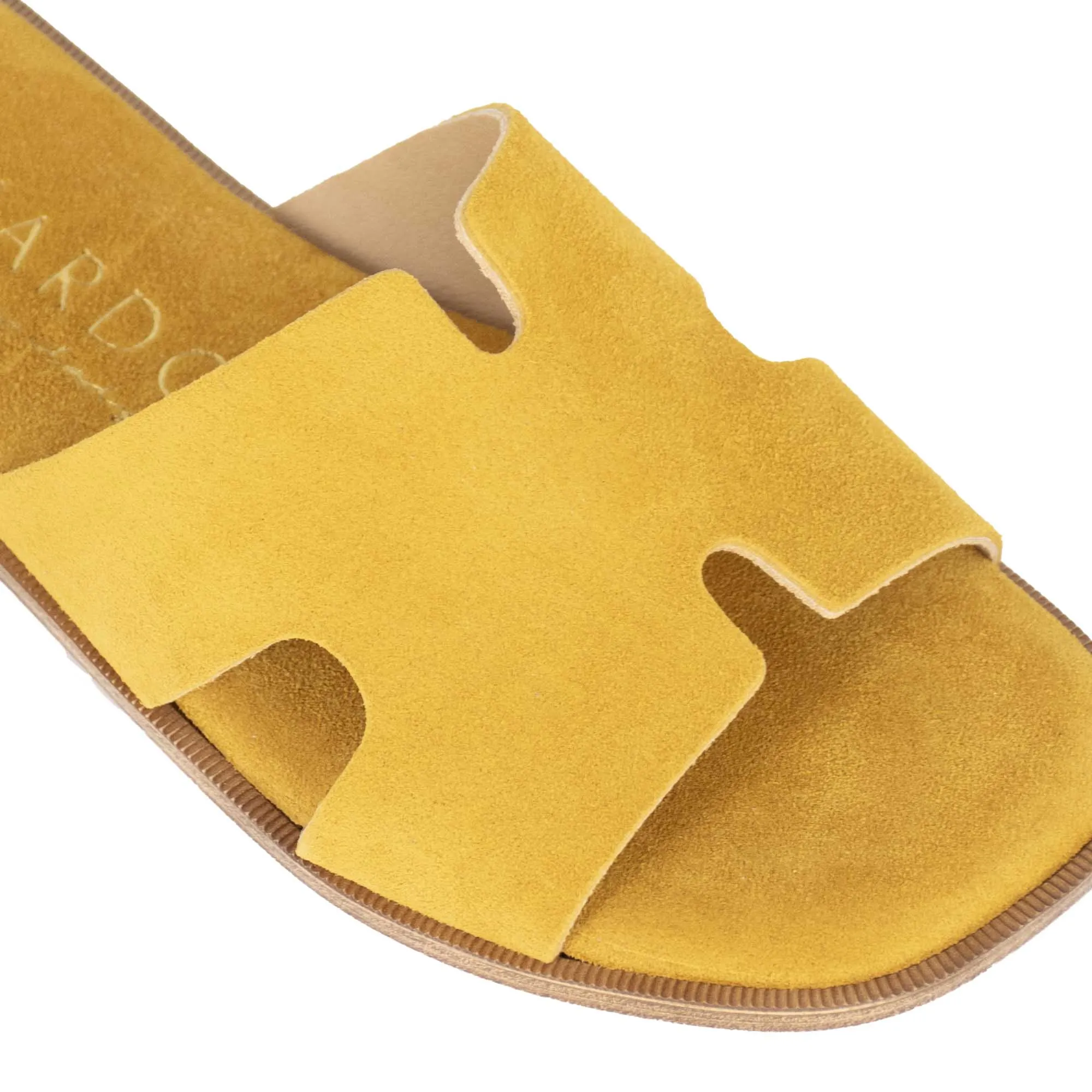 Ciabattine da donna in pelle scamosciata colore giallo