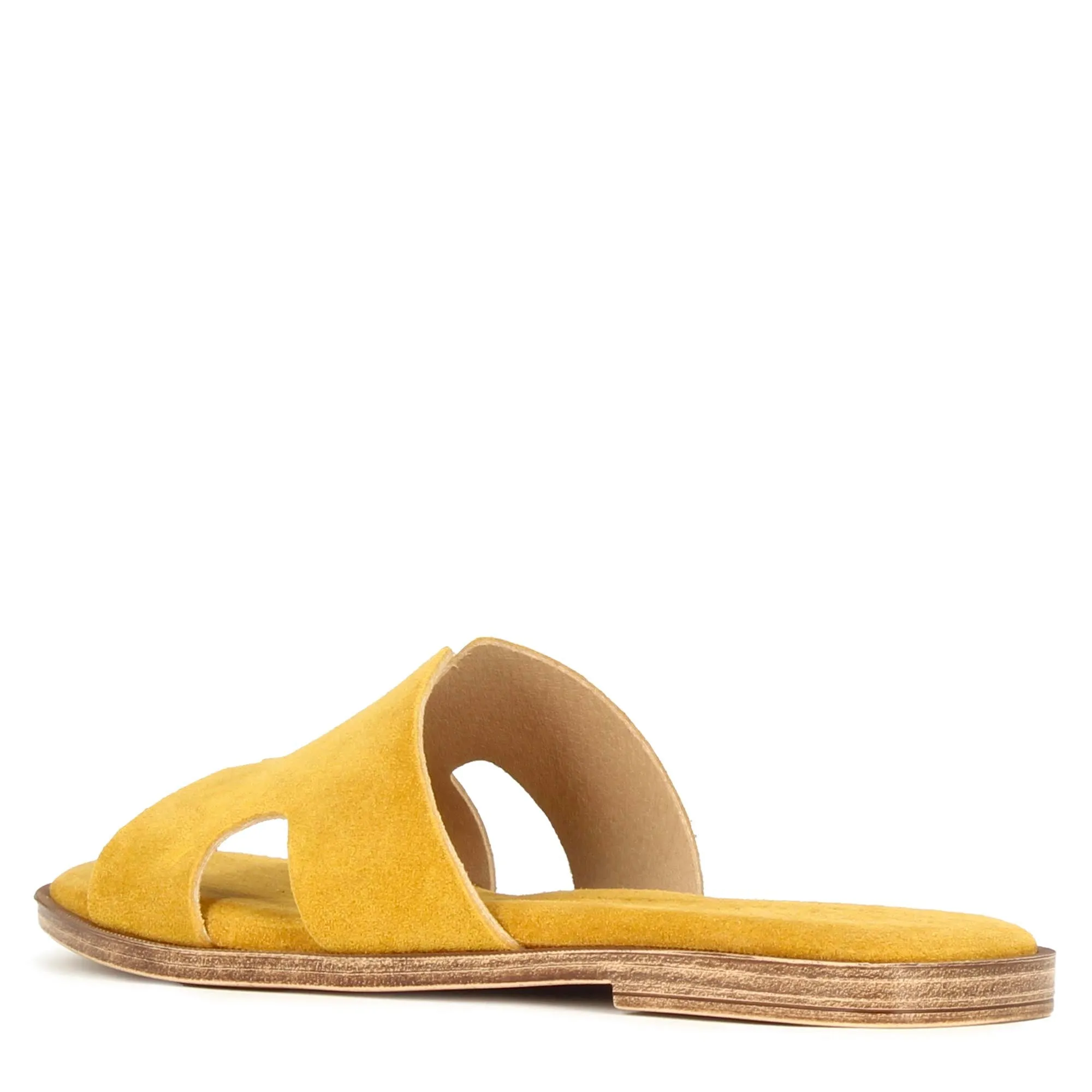 Ciabattine da donna in pelle scamosciata colore giallo