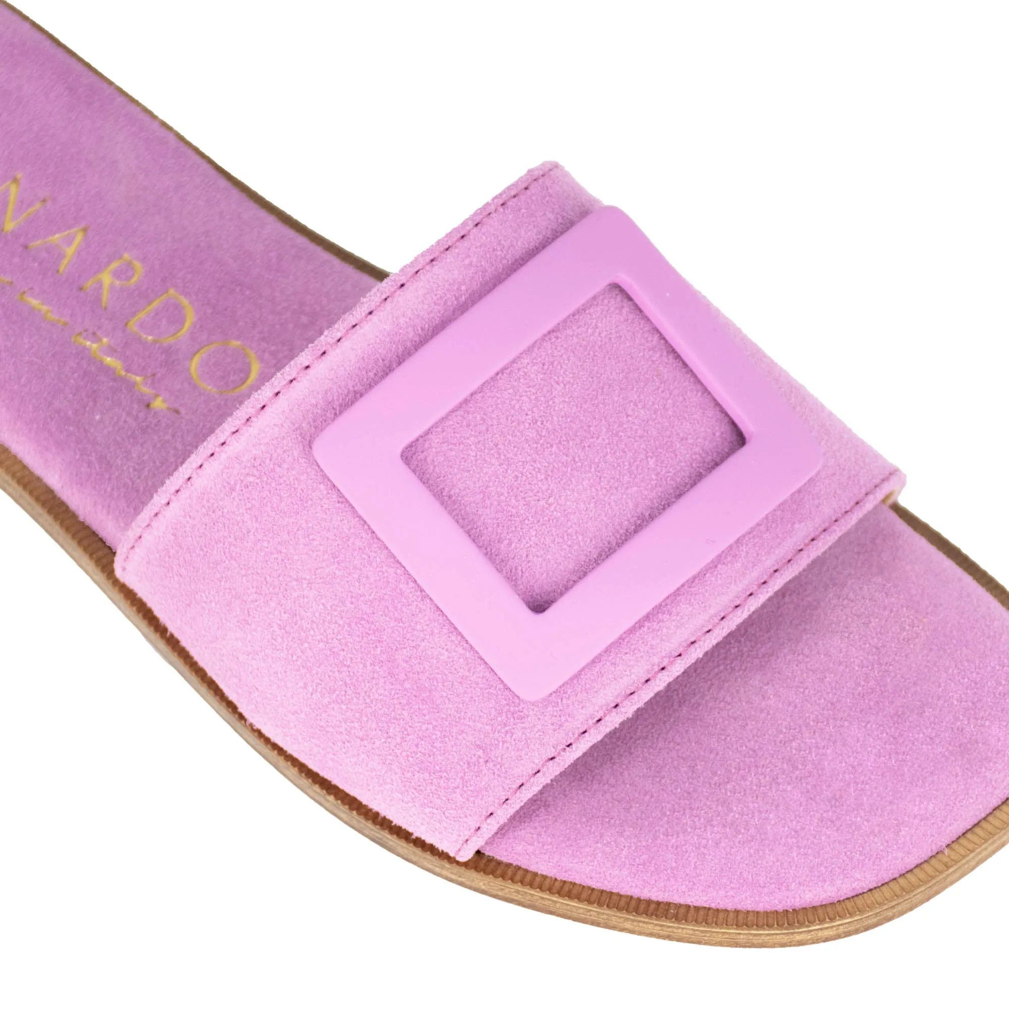 Ciabattine da donna scamosciate con fascia colore viola