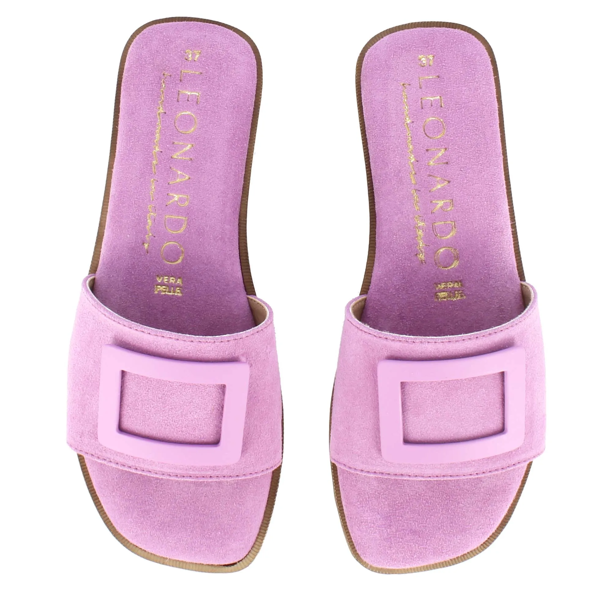 Ciabattine da donna scamosciate con fascia colore viola