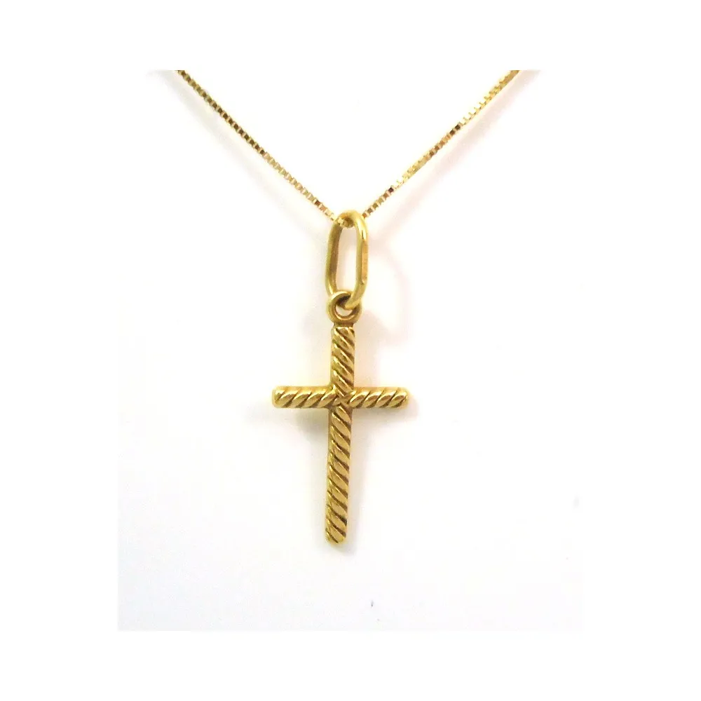 COLLANA CON CIONDOLO CROCE IN ORO GIALLO 18 KT