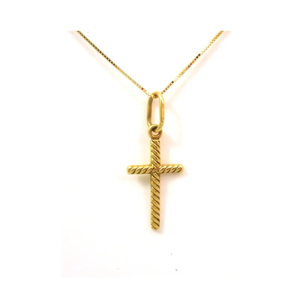 COLLANA CON CIONDOLO CROCE IN ORO GIALLO 18 KT
