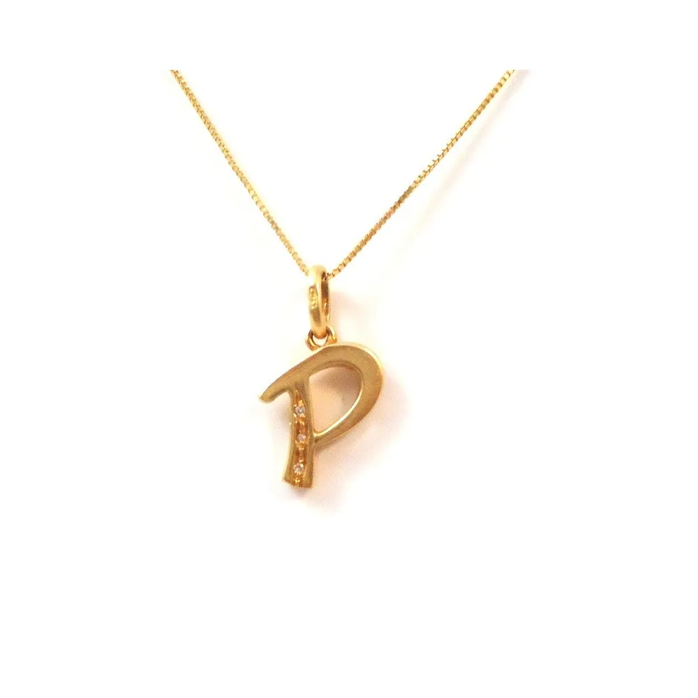 COLLANA CON CIONDOLO LETTERA IN ORO GIALLO 18 KT E ZIRCONI RICHIEDI LA TUA INIZIALE