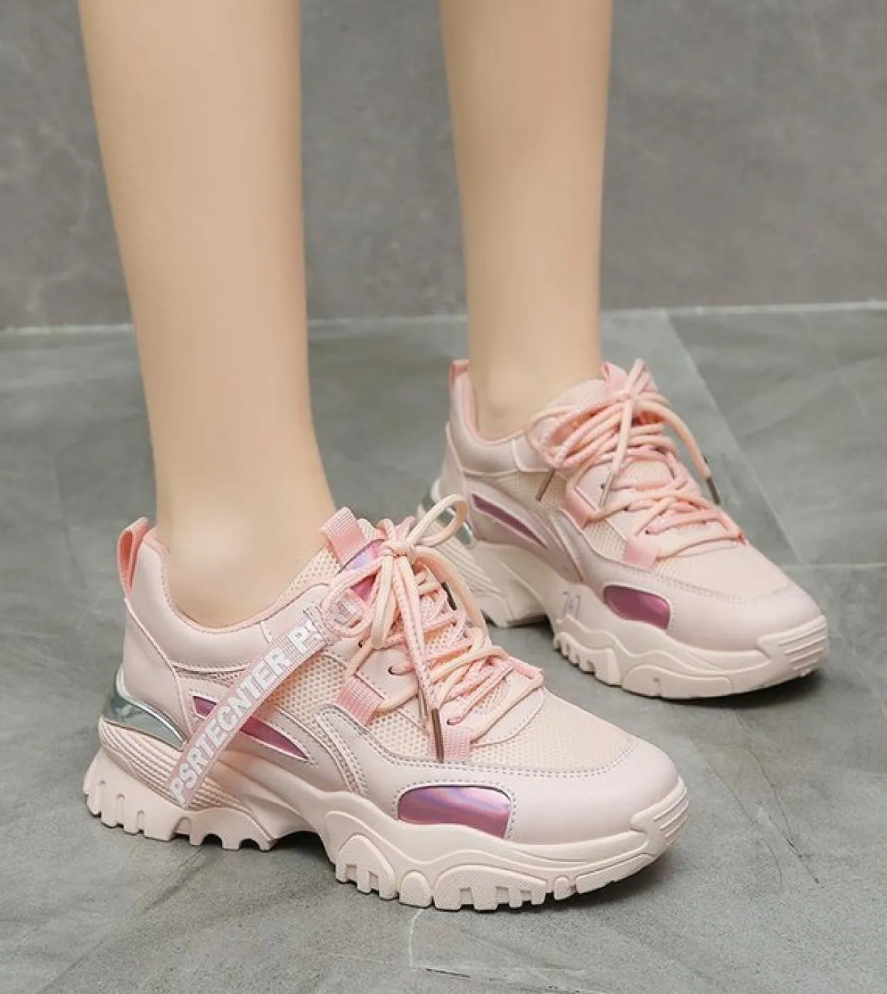 Comemore Spring 2022 New  White Sports Vulcanize Shoes Running Sports Womens Casual Sneaker Woman Tennis Female