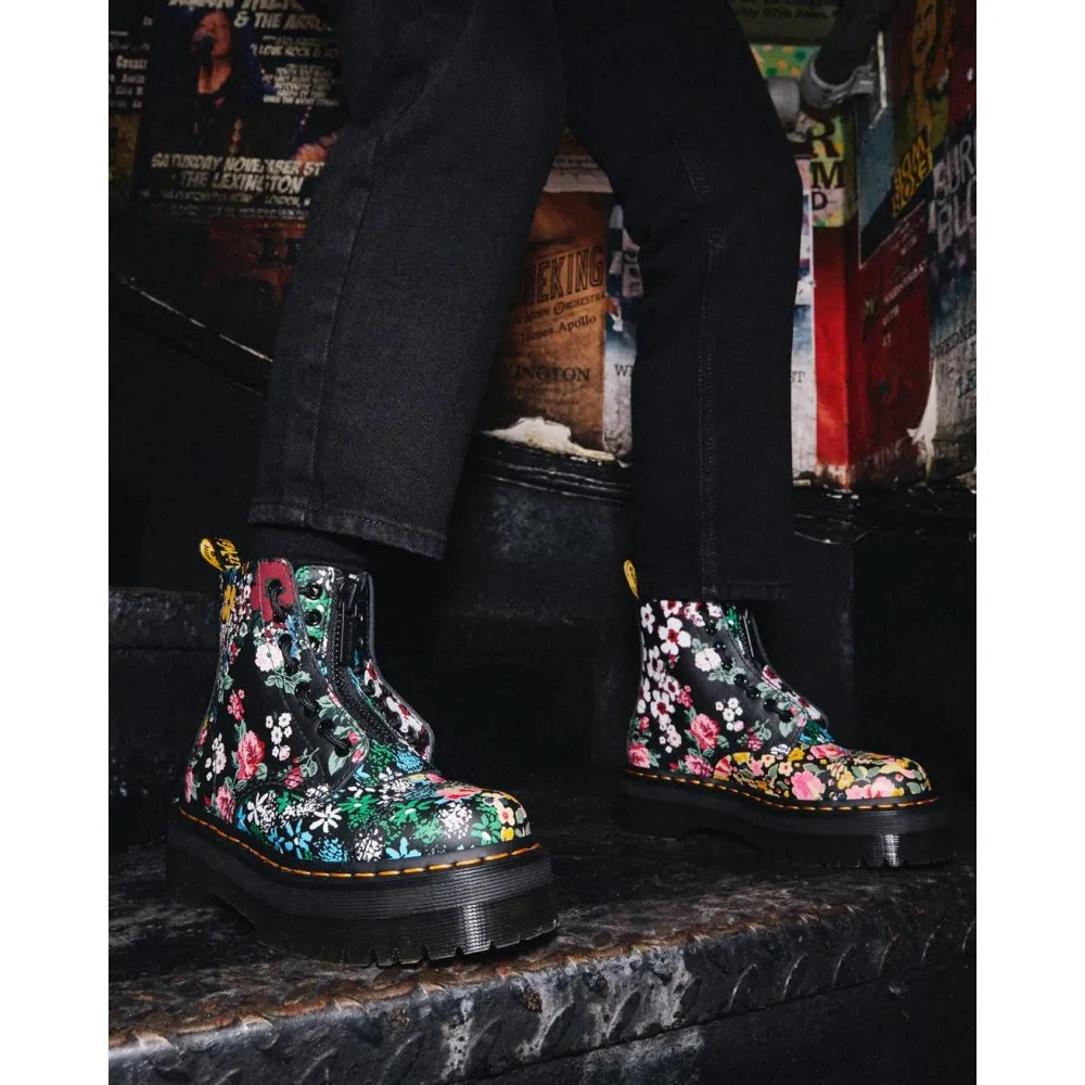 DR MARTENS STIVALI PLATFORM DI PELLE SINCLAIR FLORAL MASH UP - 27128001