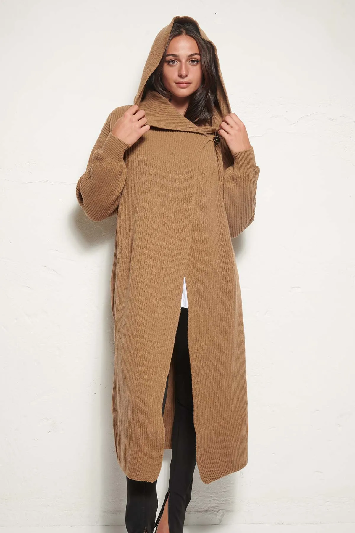 ERIKA CAVALLINI Cappotto in maglia con cappuccio MARILISA