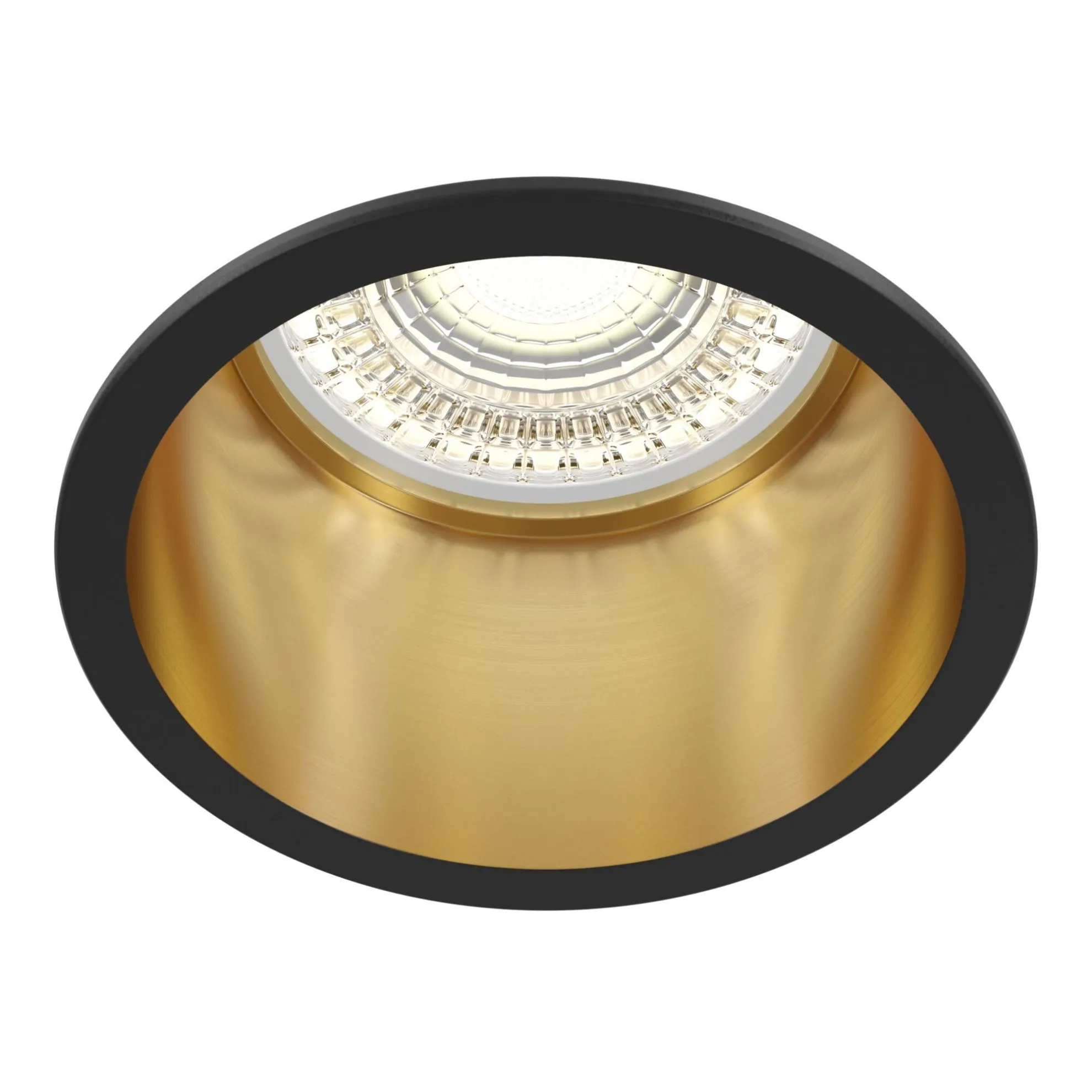 Faretto da Incasso Rotondo Moderno Reif Oro con Bordo Nero Maytoni