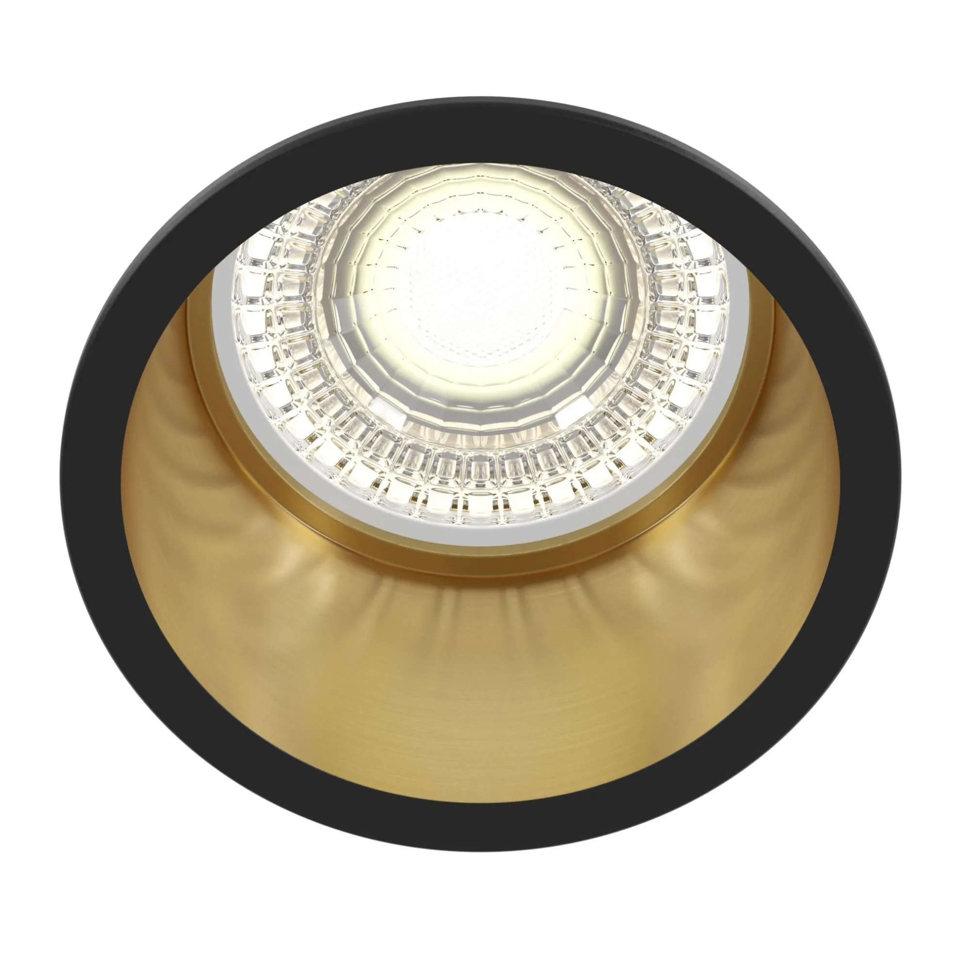 Faretto da Incasso Rotondo Moderno Reif Oro con Bordo Nero Maytoni