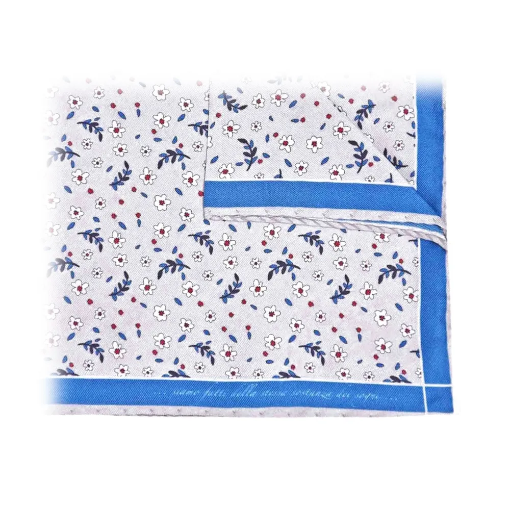 Fefè Napoli - Pochette Seta Dandy Fiori Grigio - Pochette - Handmade in Italy - Luxury Exclusive Collection