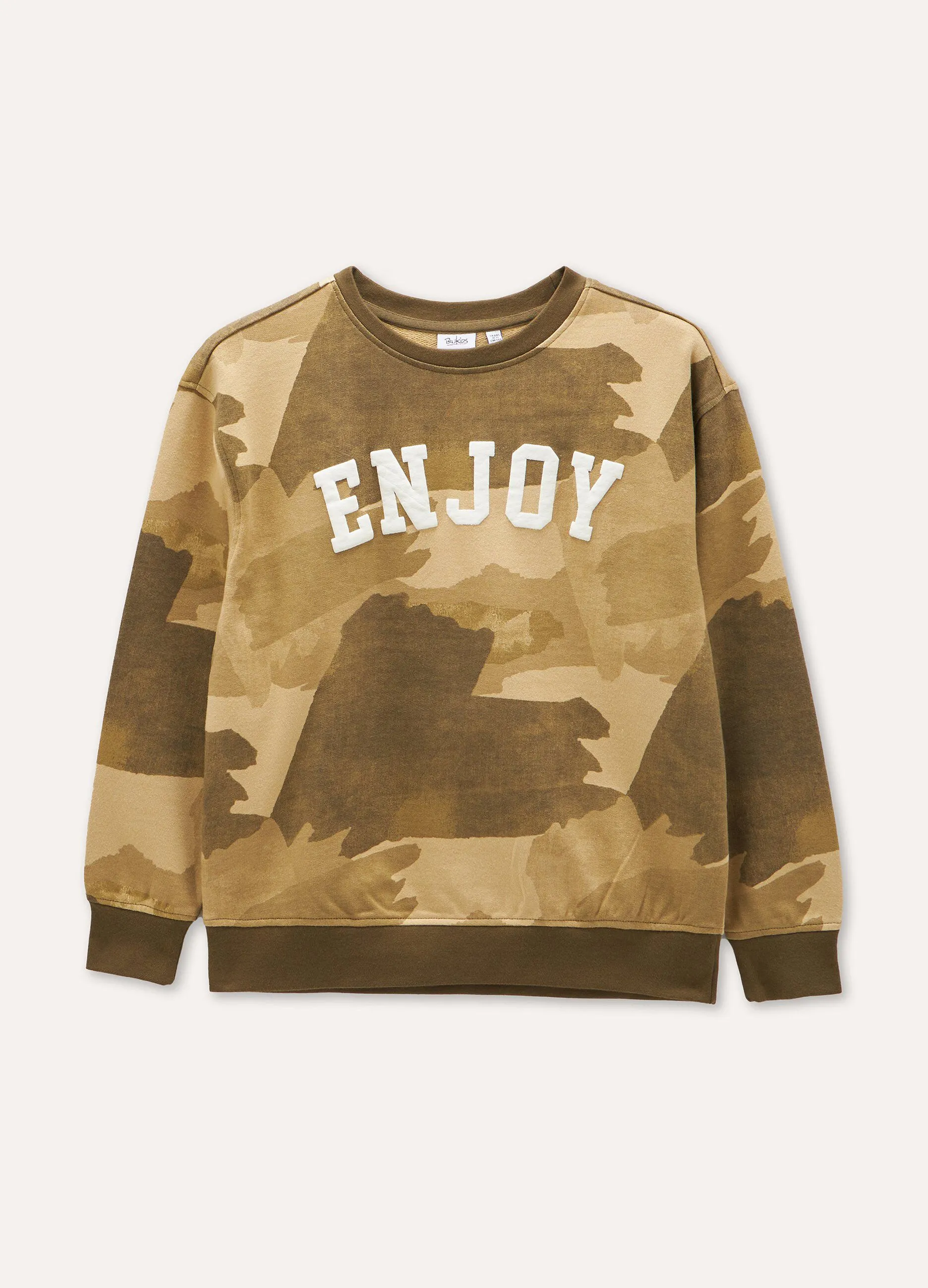Felpa in puro cotone camouflage ragazzo