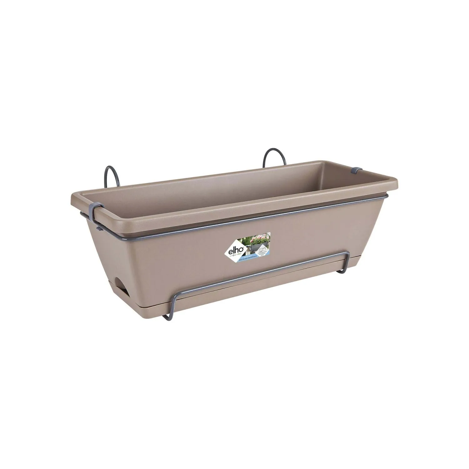 Fioriera da esterno Elho Barcelona plastica ricicl tortora L 50 x P 28 x H 19 cm