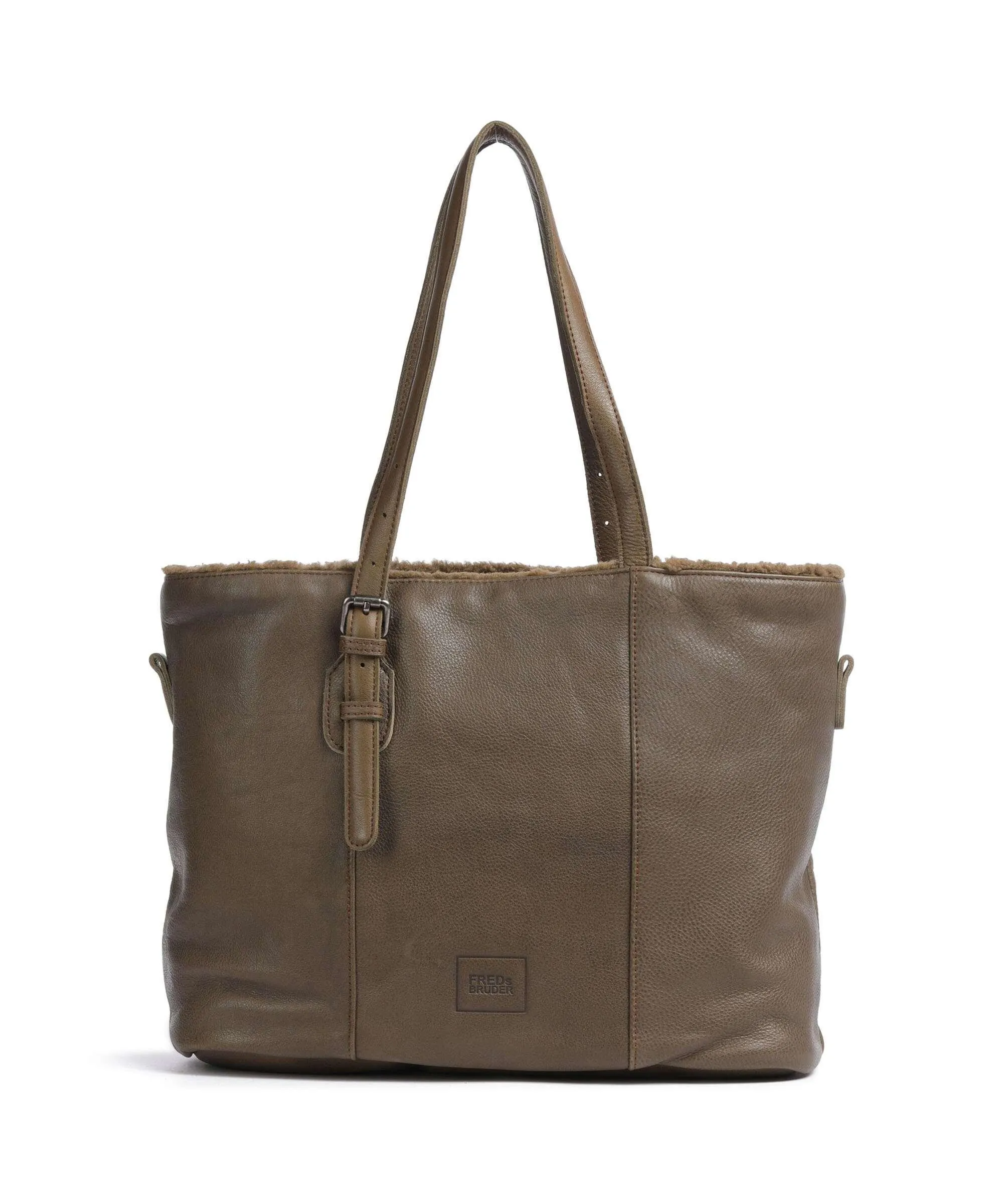  FredsBruder Inside Out Borsa shopper pelle granulata verde-oliva  