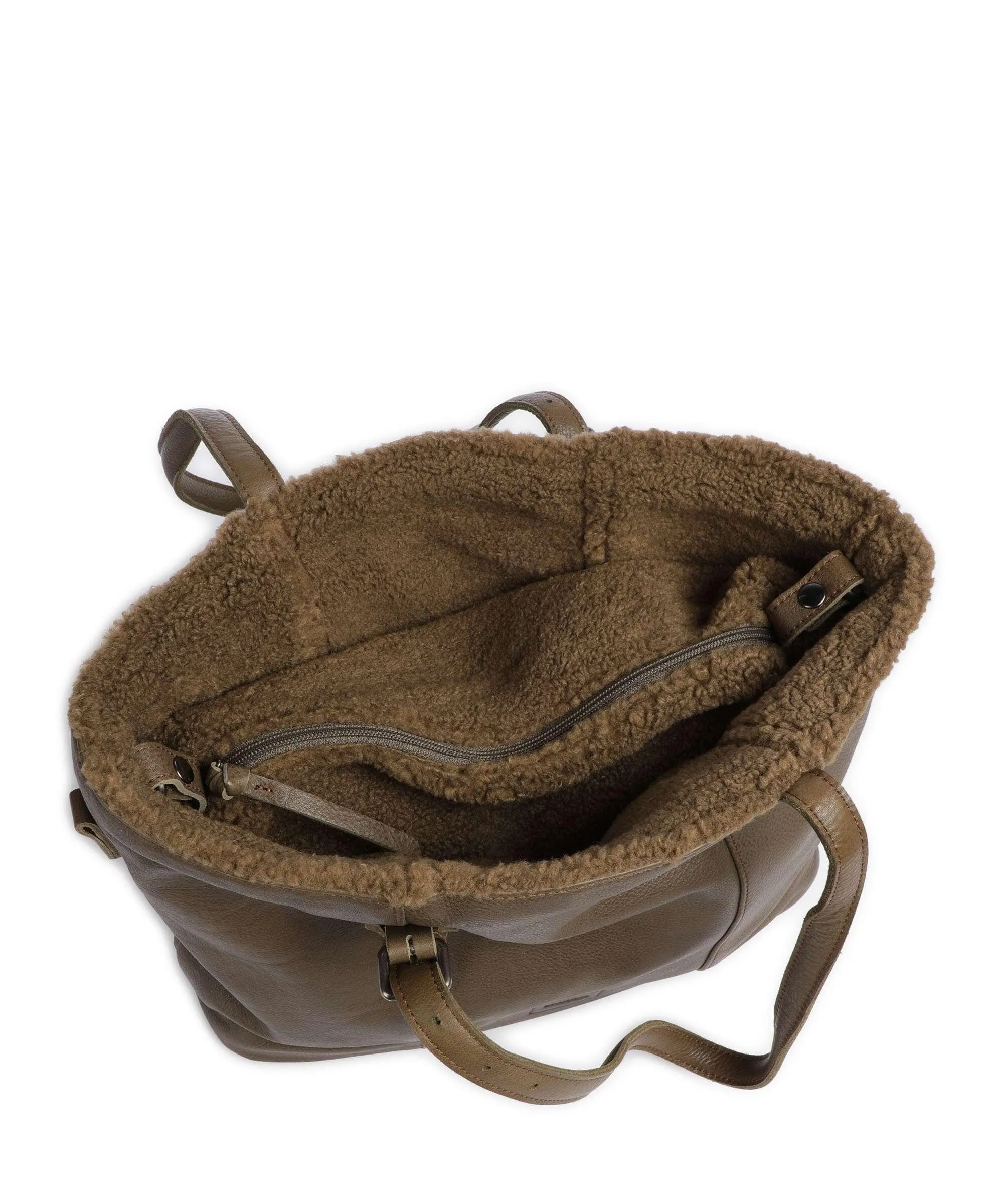  FredsBruder Inside Out Borsa shopper pelle granulata verde-oliva  