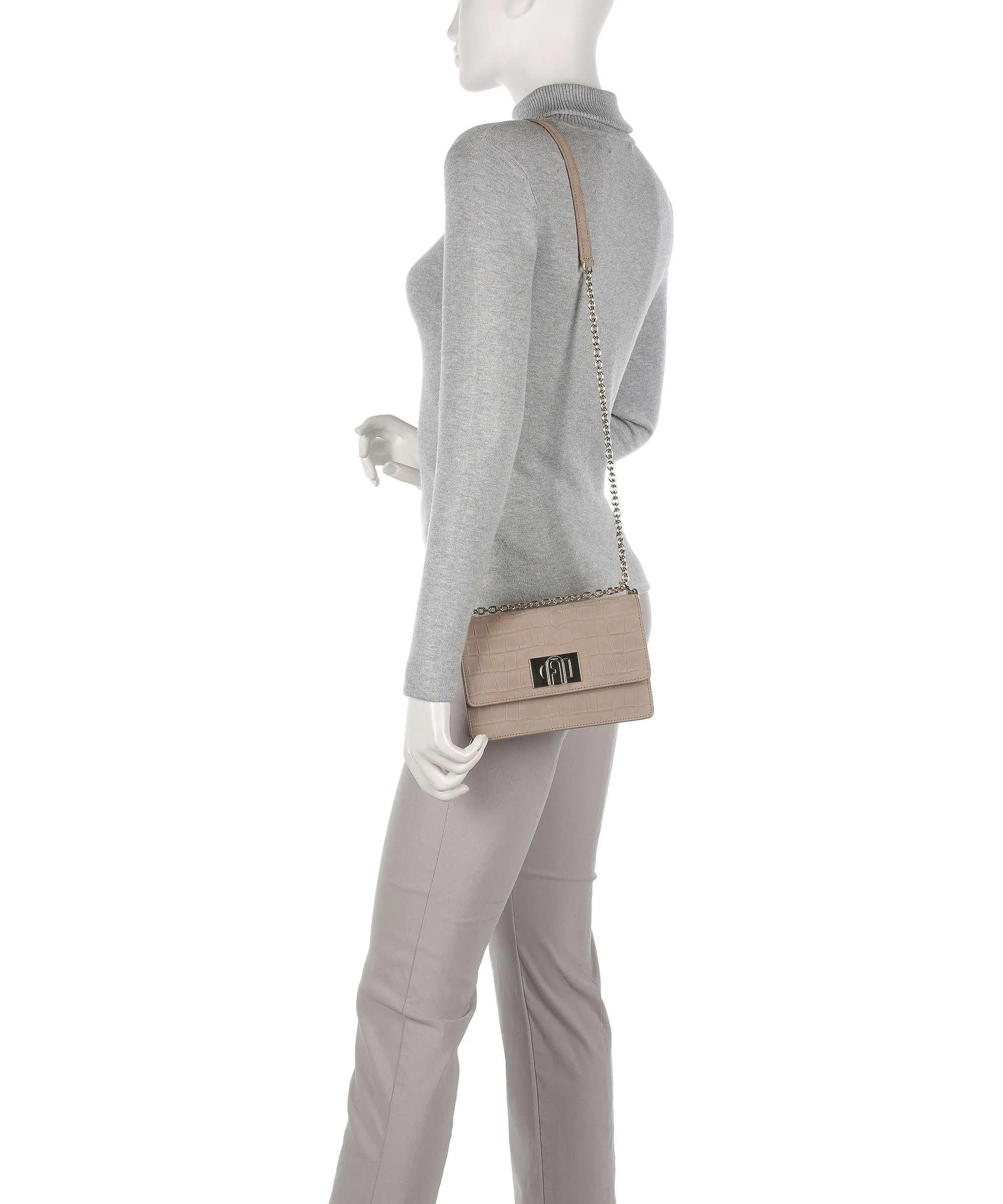  Furla 1927 Mini Borsa a spalla pelle granulata beige  