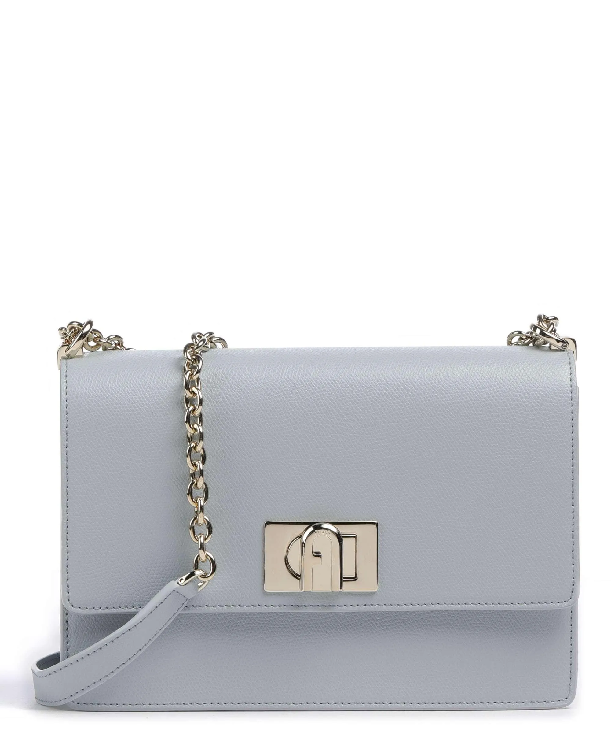  Furla 1927 S Borsa a spalla pelle granulata blu chiaro  