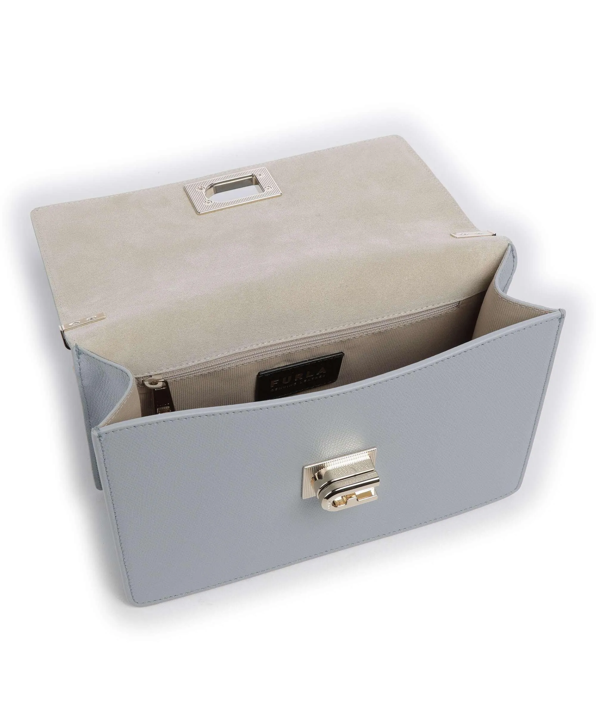  Furla 1927 S Borsa a spalla pelle granulata blu chiaro  