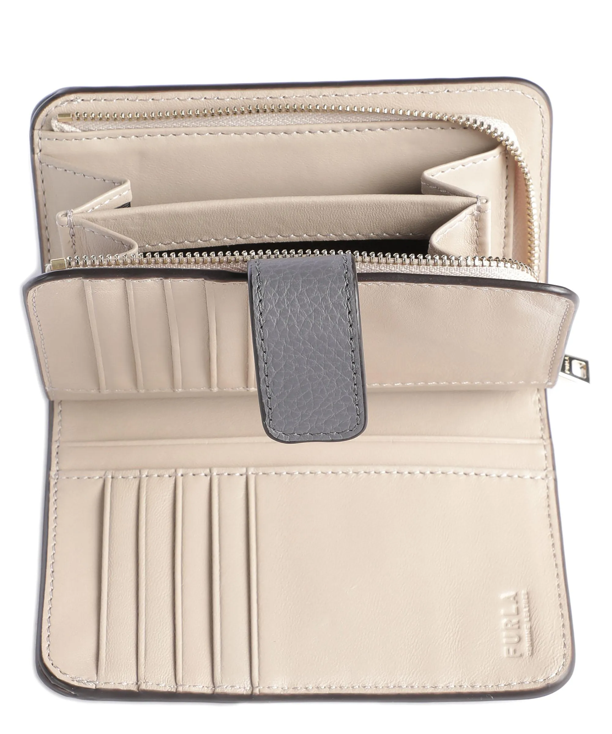  Furla Camelia M Portafoglio pelle granulata grigio scuro  