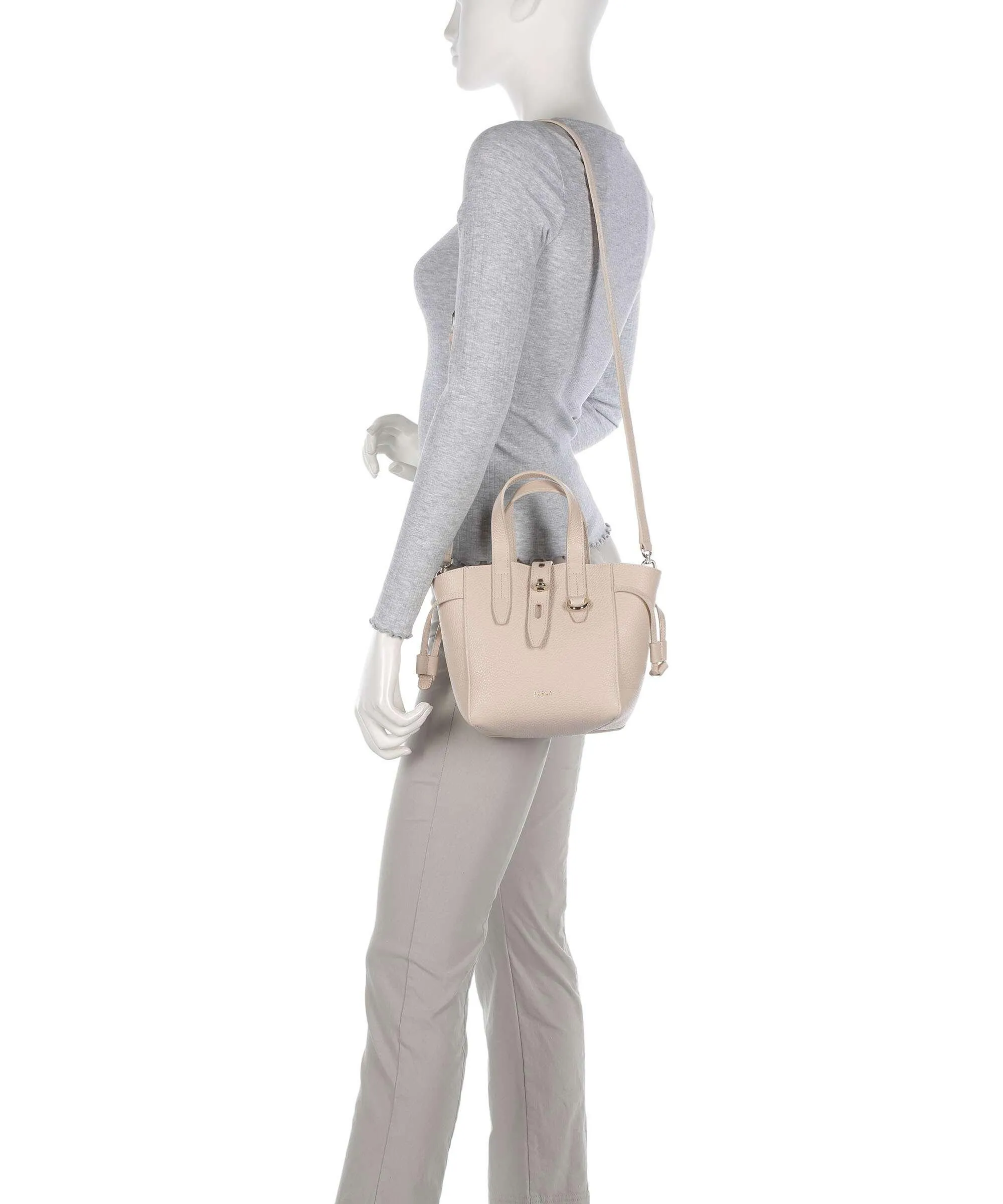  Furla Net Mini Borsa a tracolla pelle granulata beige  