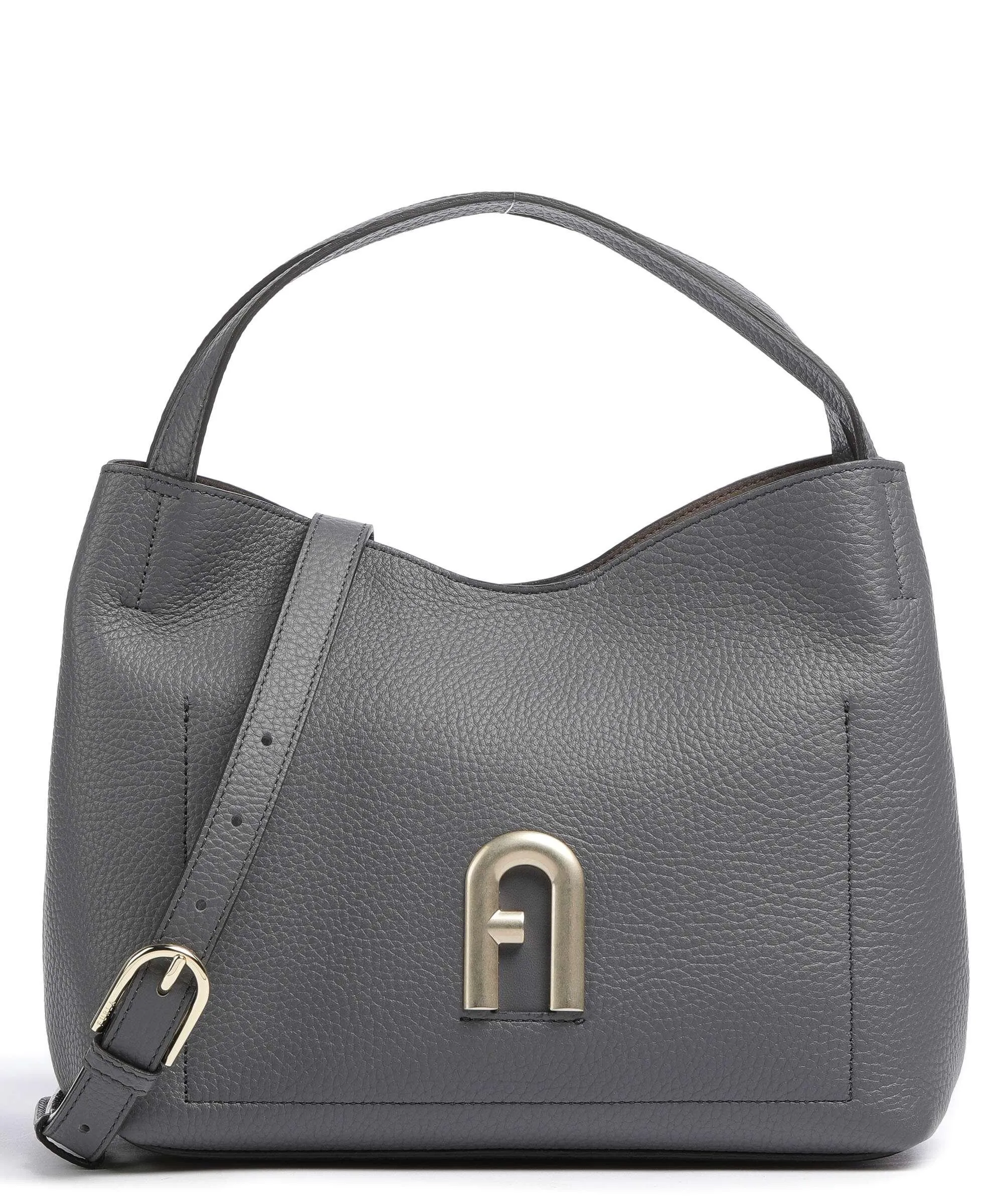  Furla Primula S Borsa hobo pelle granulata grigio scuro  