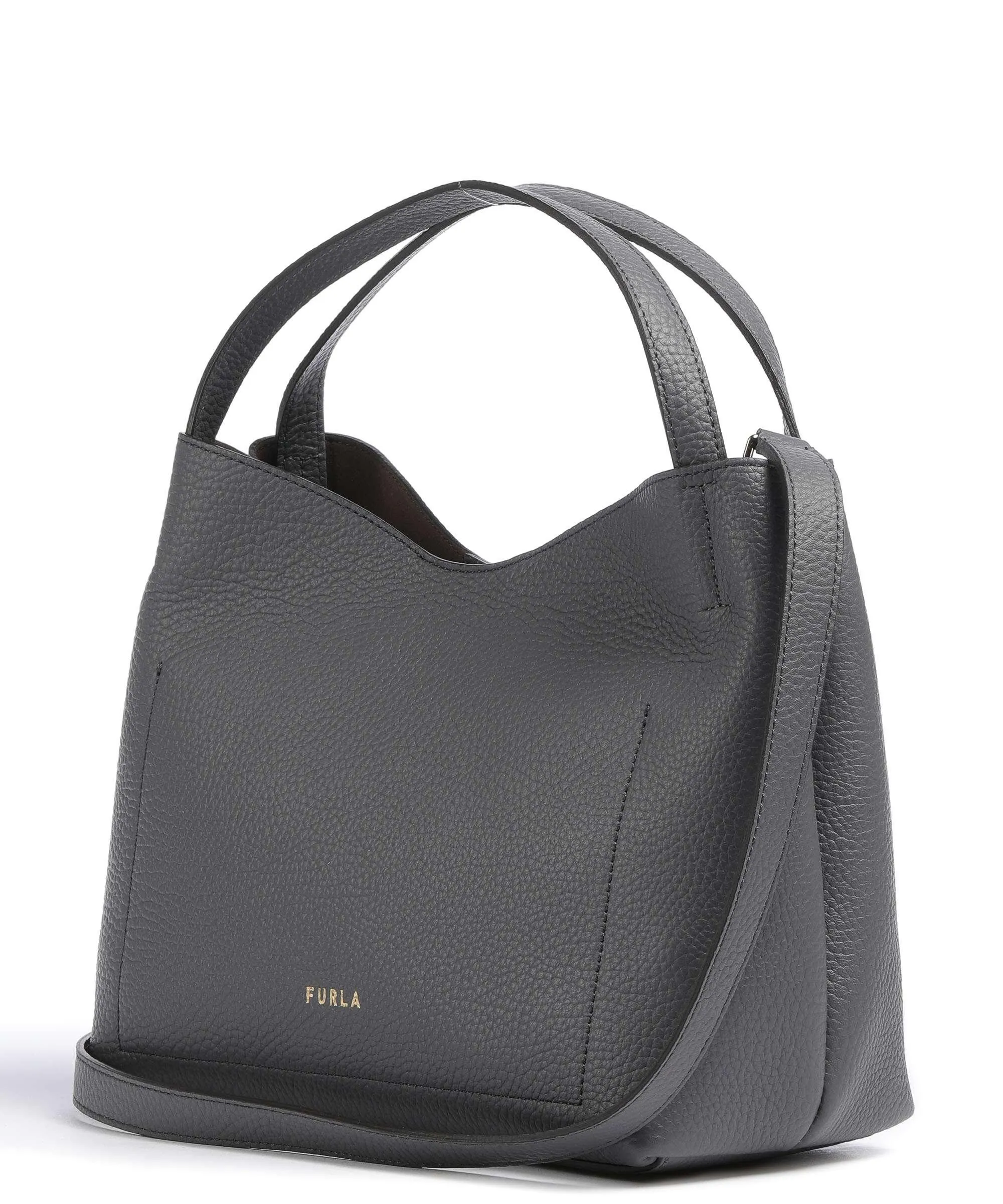  Furla Primula S Borsa hobo pelle granulata grigio scuro  