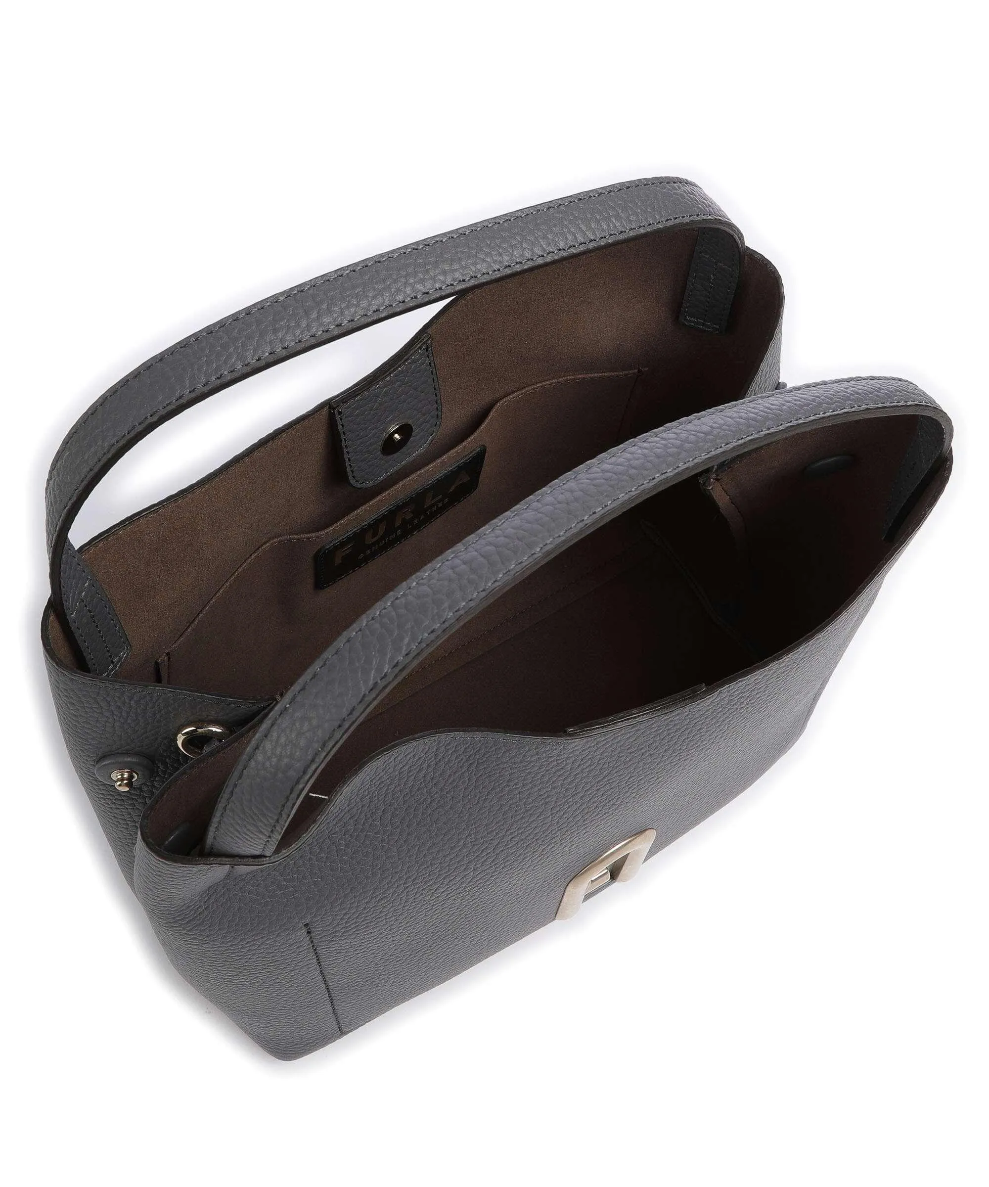  Furla Primula S Borsa hobo pelle granulata grigio scuro  