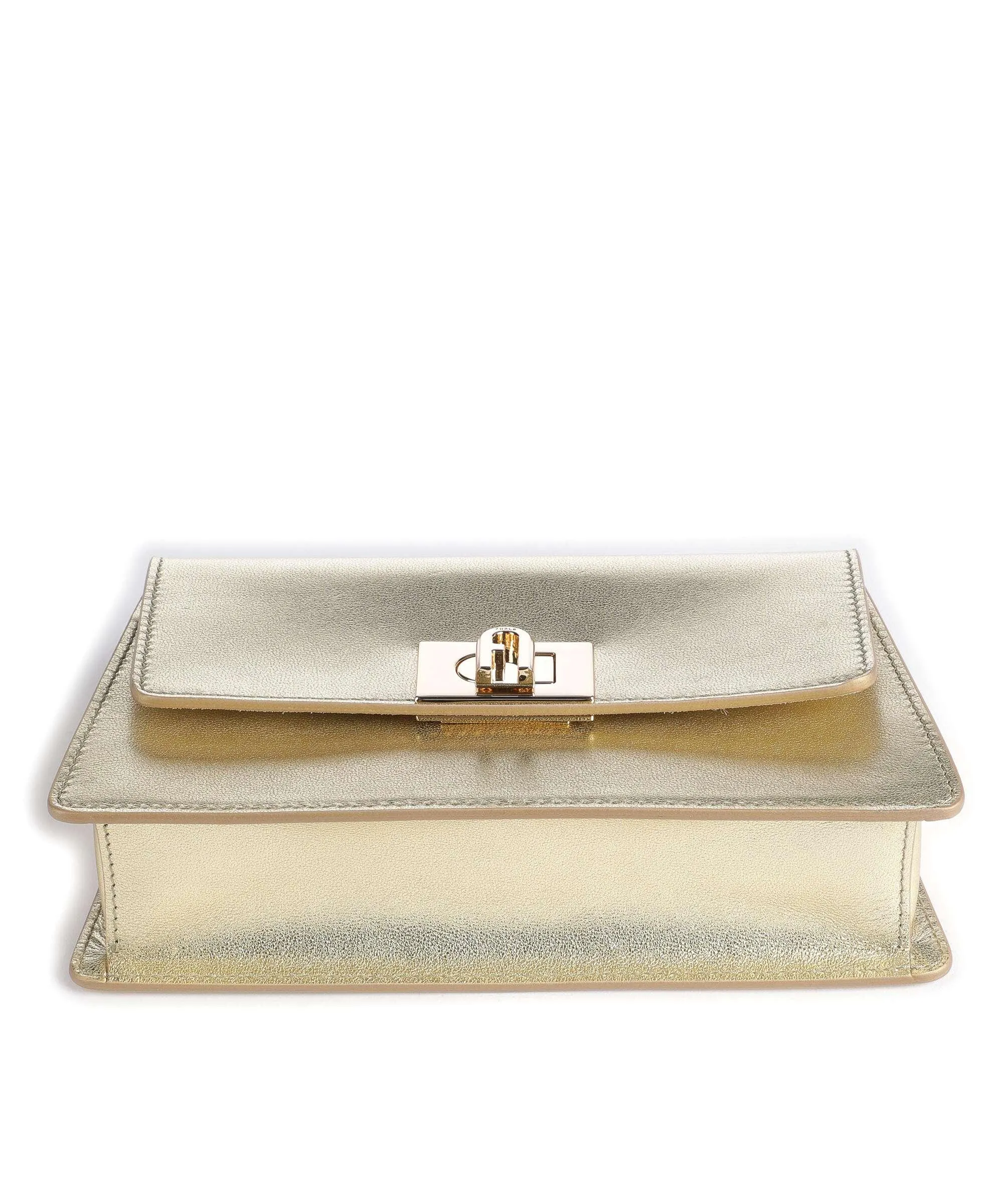  Furla Zoe Mini Borsa a tracolla pelle a grana fine oro  