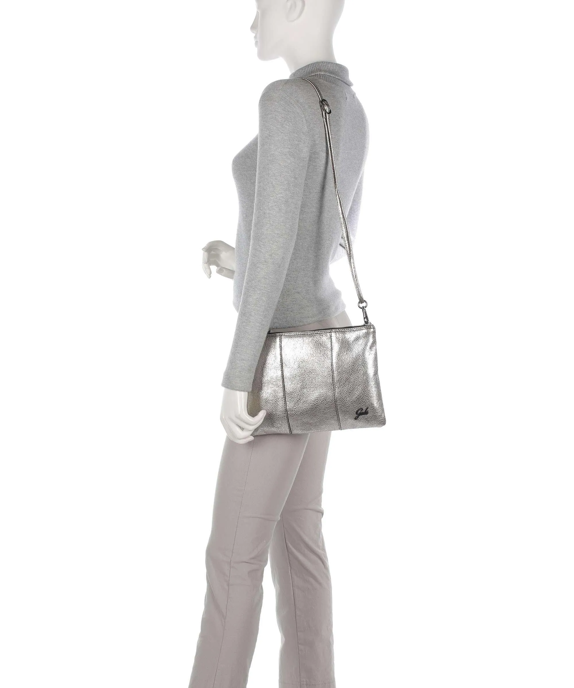  Gabs Beyonce M Borsa a spalla pelle di vitello grana argento  
