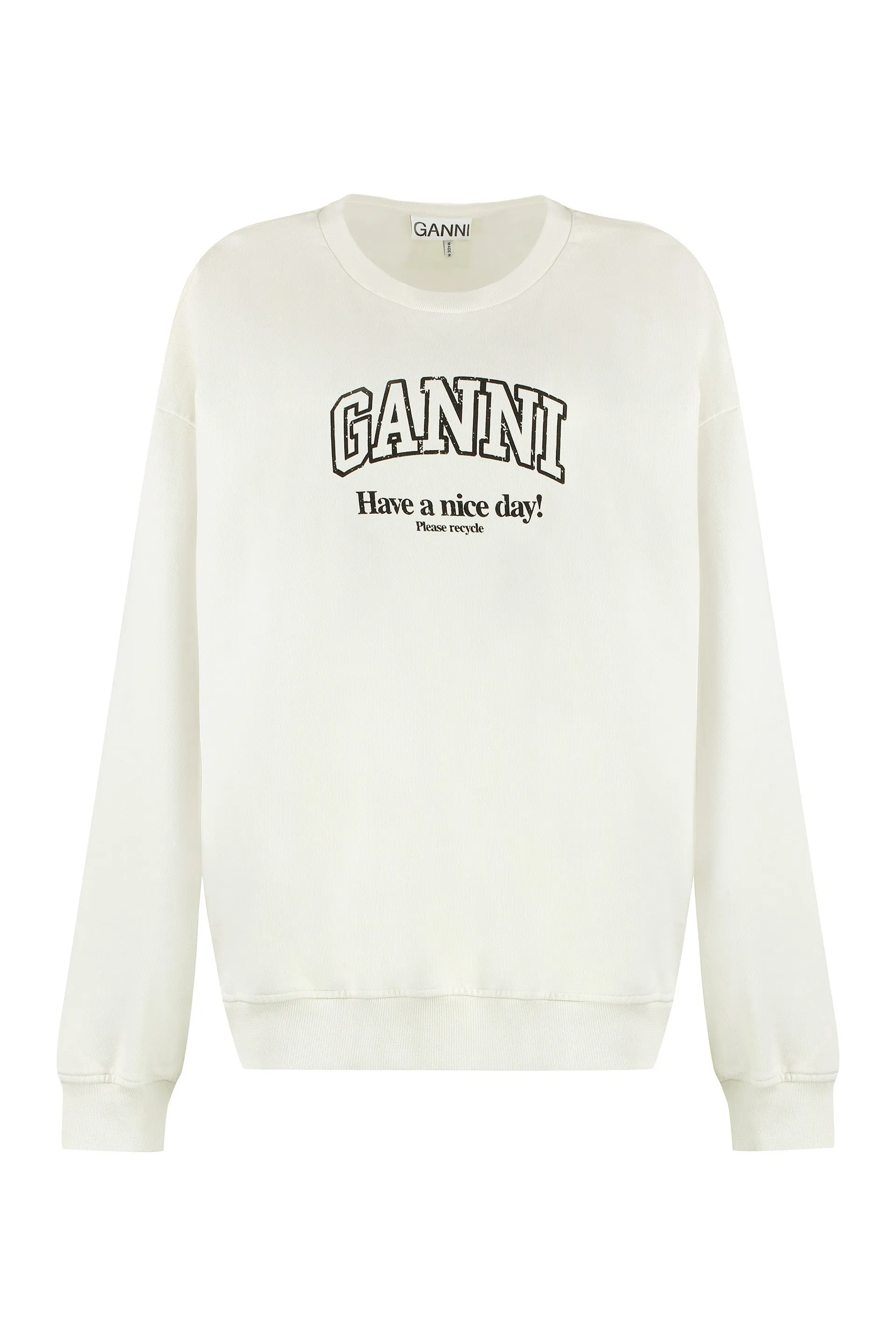 GANNI Felpa girocollo in cotone