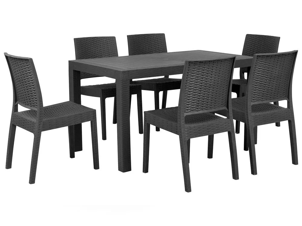 Garden Dining Set 6 Seater FOSSANO Graphite Grey