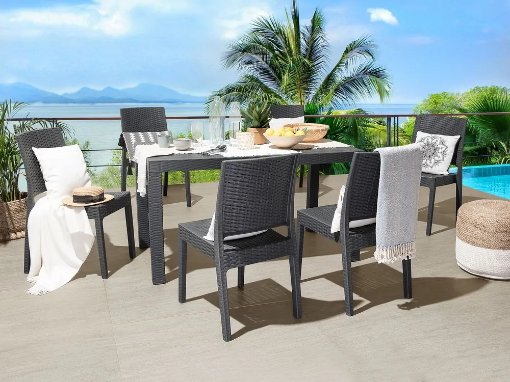 Garden Dining Set 6 Seater FOSSANO Graphite Grey