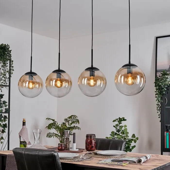 Gastor Lampadario a sospensione, Lampada a sfera, Lampada a sospensione Ambrato, Chiaro, 4-Luci