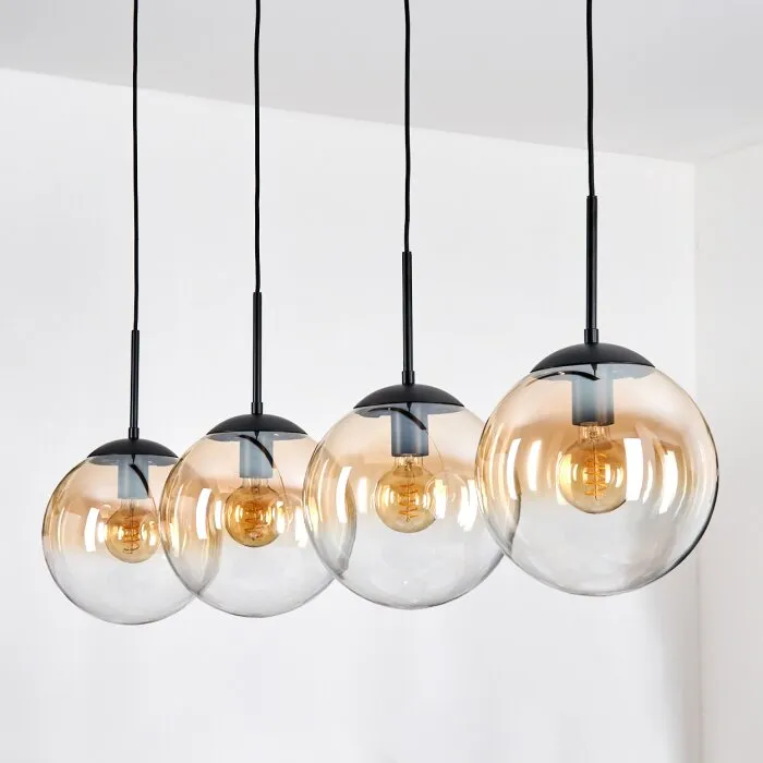 Gastor Lampadario a sospensione, Lampada a sfera, Lampada a sospensione Ambrato, Chiaro, 4-Luci