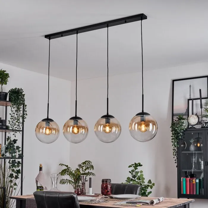 Gastor Lampadario a sospensione, Lampada a sfera, Lampada a sospensione Ambrato, Chiaro, 4-Luci