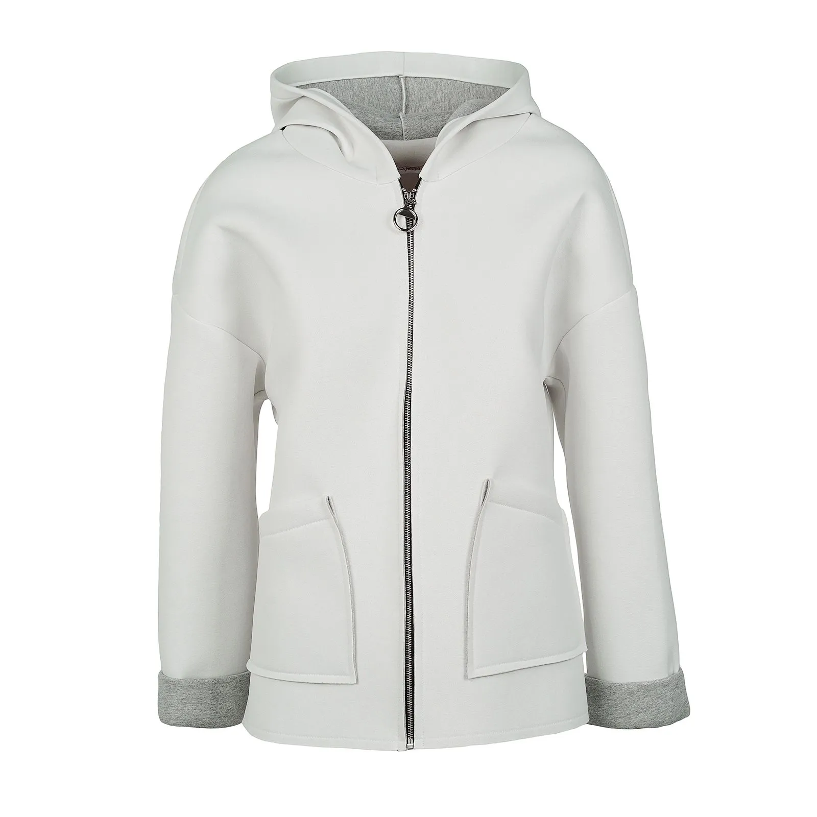 Giacca bianca con zip e tasche in tessuto tecnico