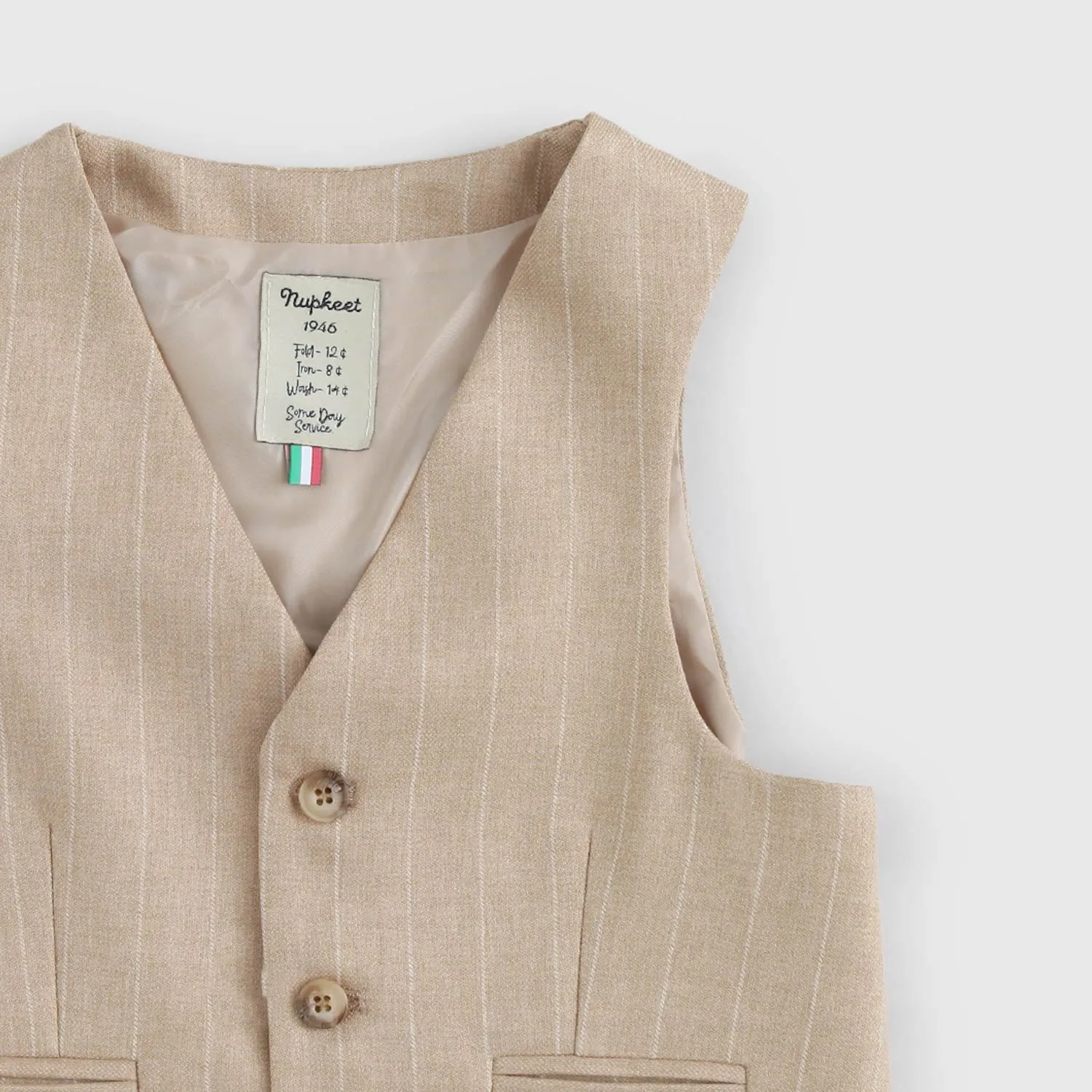 Gilet A Righe Beige