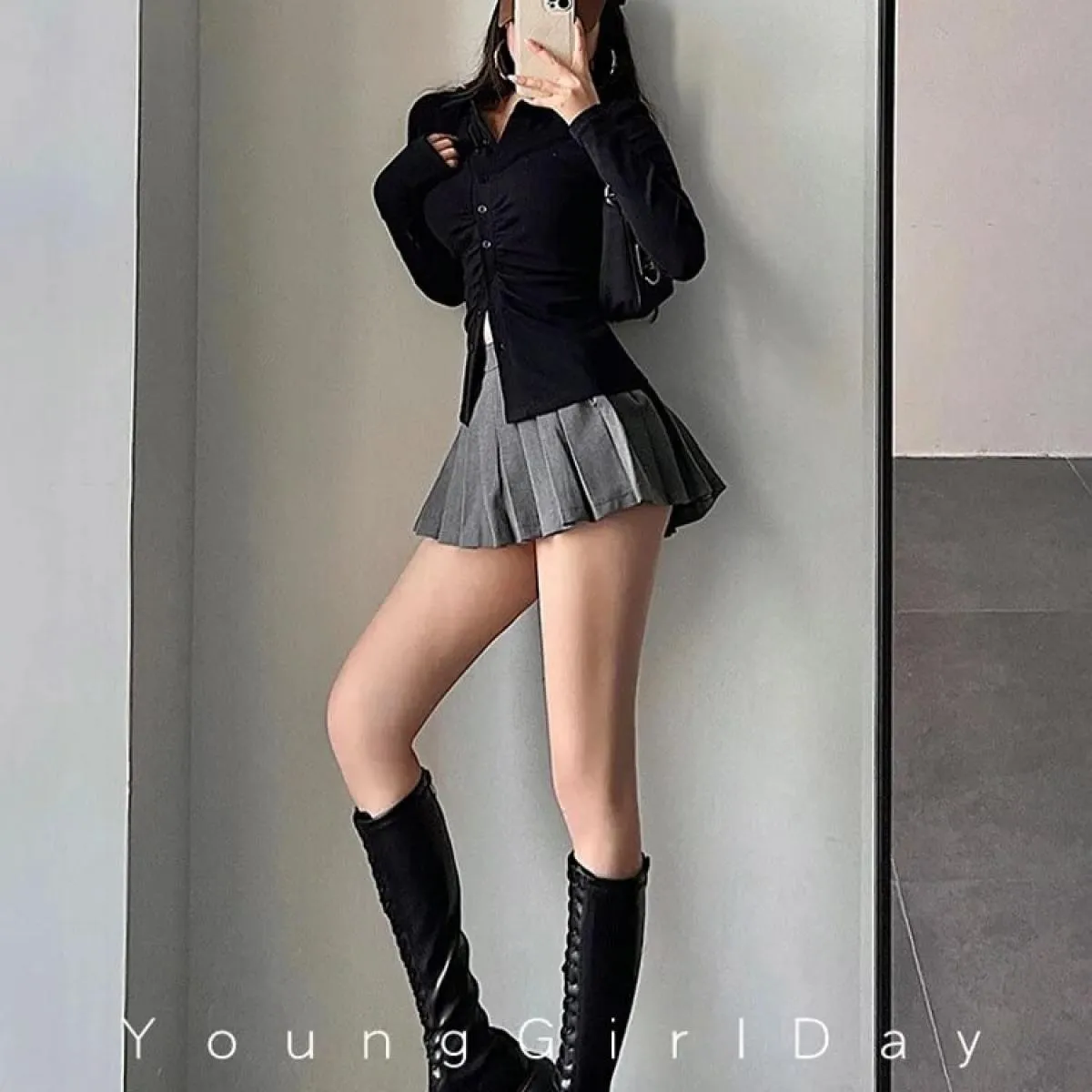 Gonna a pieghe con pantaloncini Donna a vita alta Bianco Nero A Line Gyaru Mini Gonna da tennis School Girl Summer