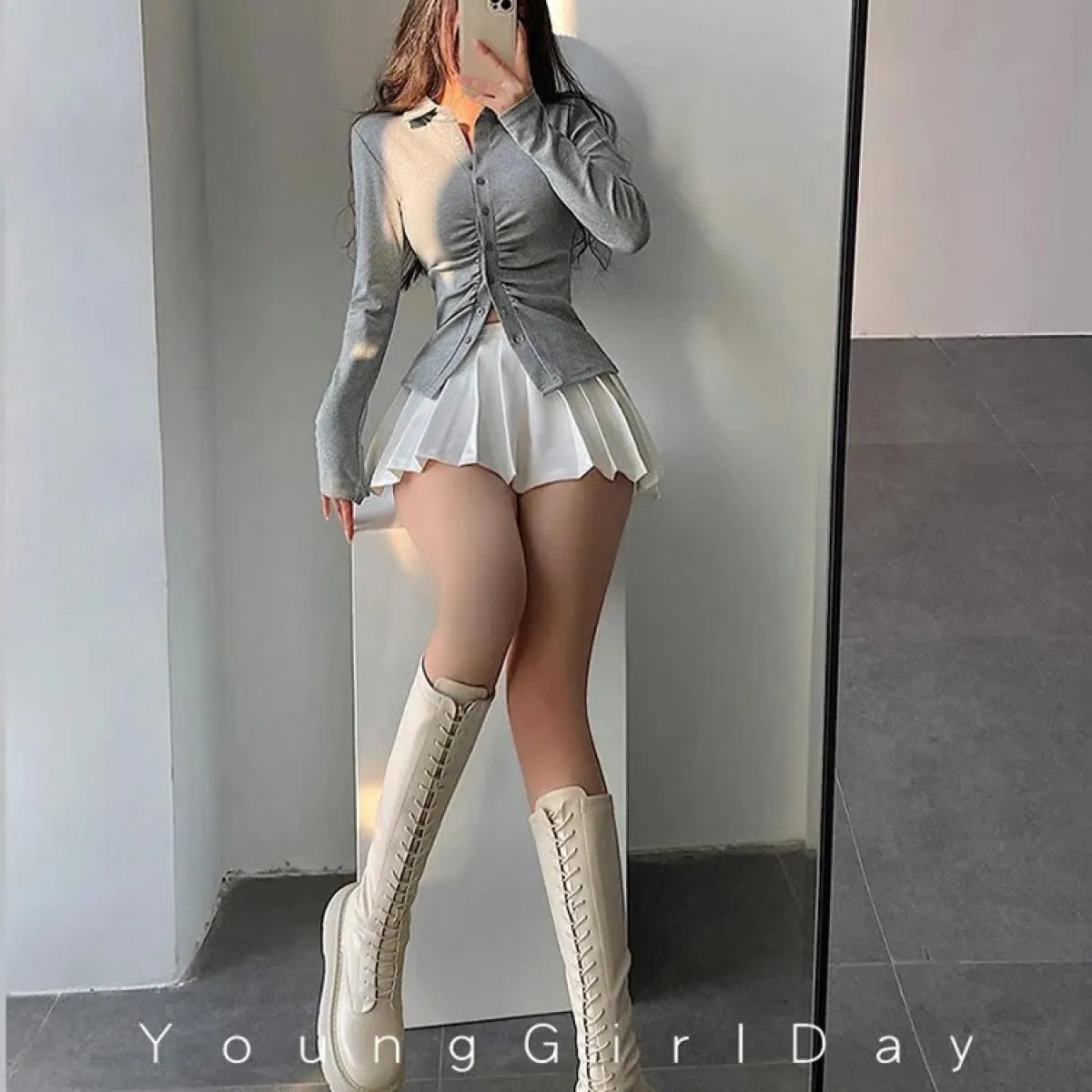 Gonna a pieghe con pantaloncini Donna a vita alta Bianco Nero A Line Gyaru Mini Gonna da tennis School Girl Summer