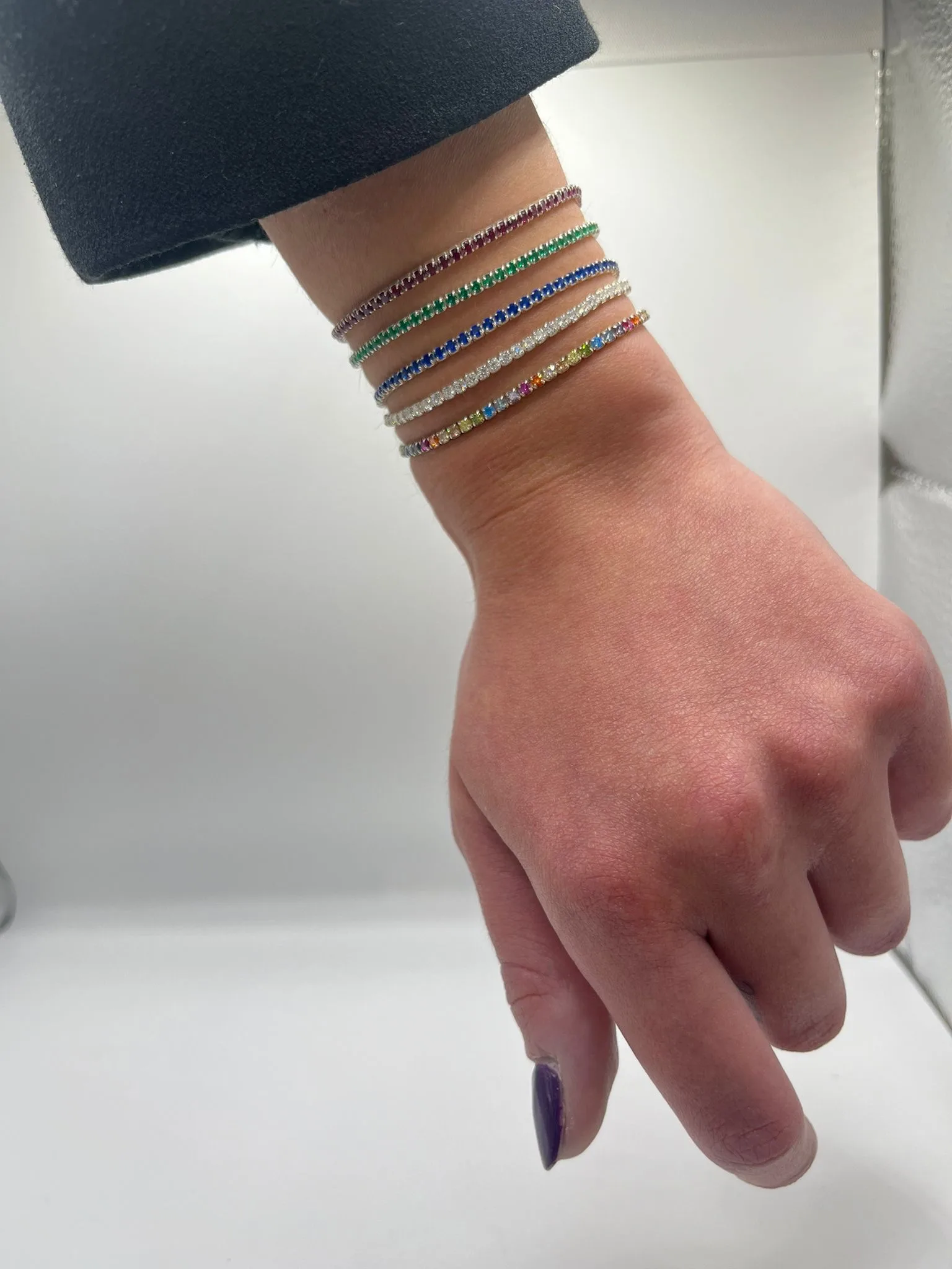 Infinity bracciale tennis saldato argento bianco