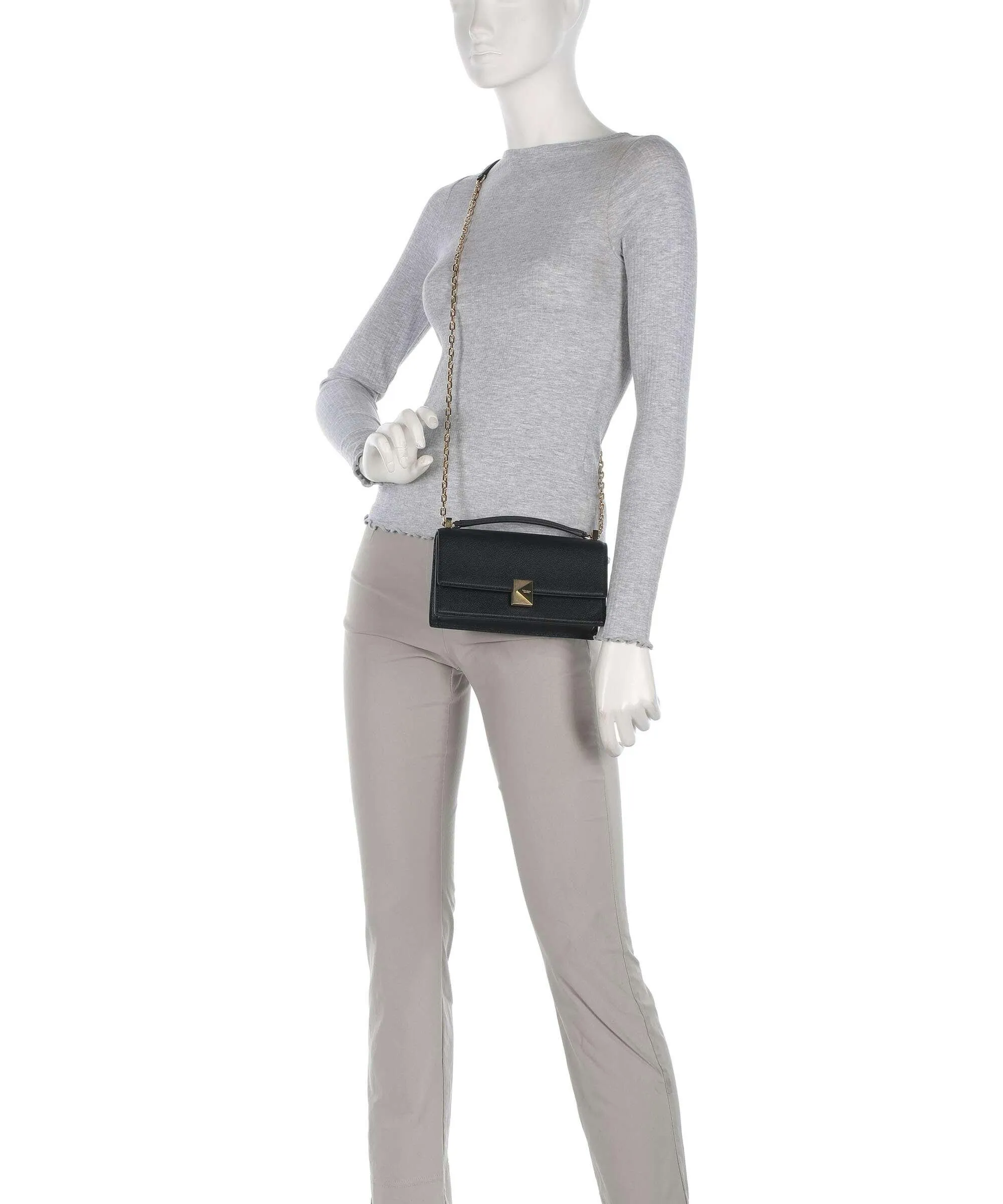 Kate Spade New York Deco Borsa a spalla pelle di vacchetta grana nero  